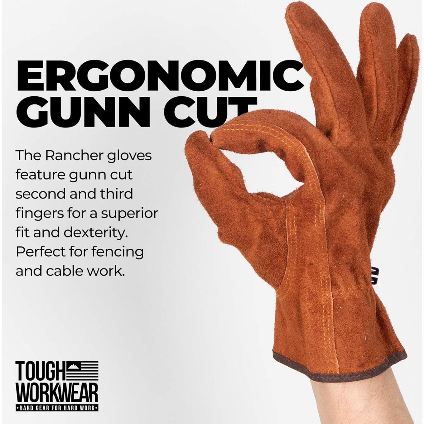 Guantes de Trabajo de Cuero de Vaca - Marrón - S-M