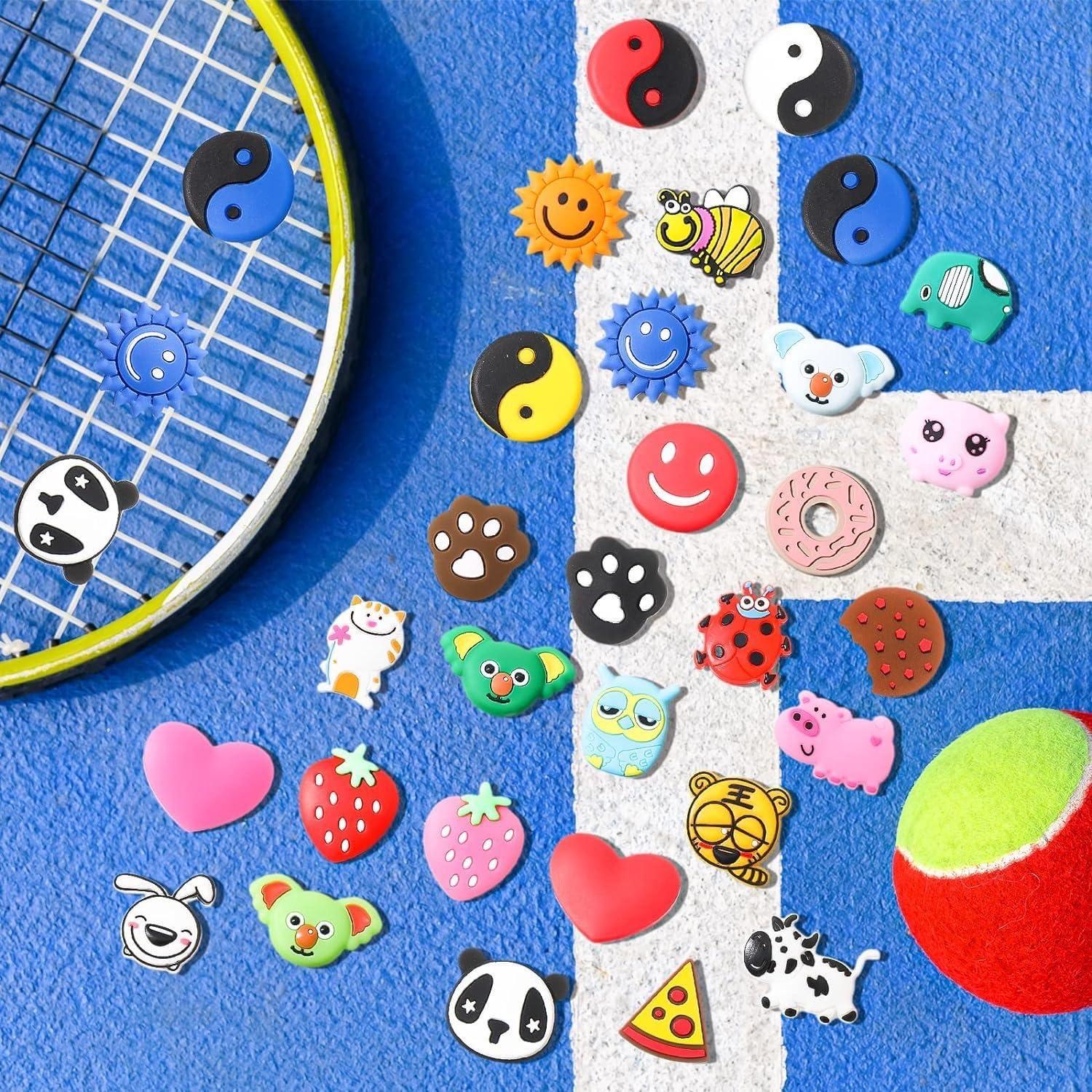Mischievous Emoji Tennis Racket Vibration Dampener Soft Silicon Racket Dampener Cartoon Shape Tennis Racquet Shock Absorbers Tennis Racket for Racquetball