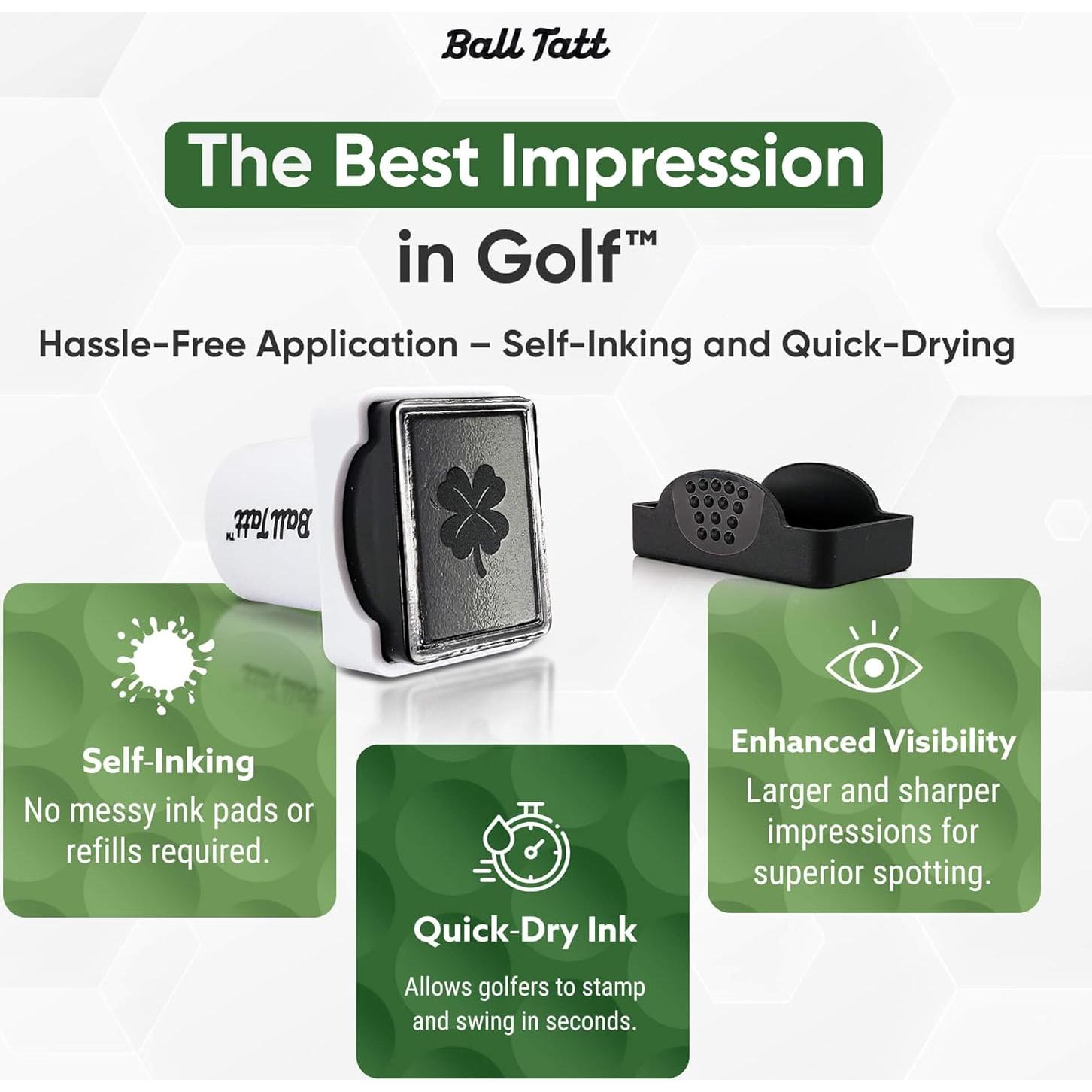Sello de Pelota de Golf Ball Tatt - Autoinking, Tinta Rápida, Reutilizable