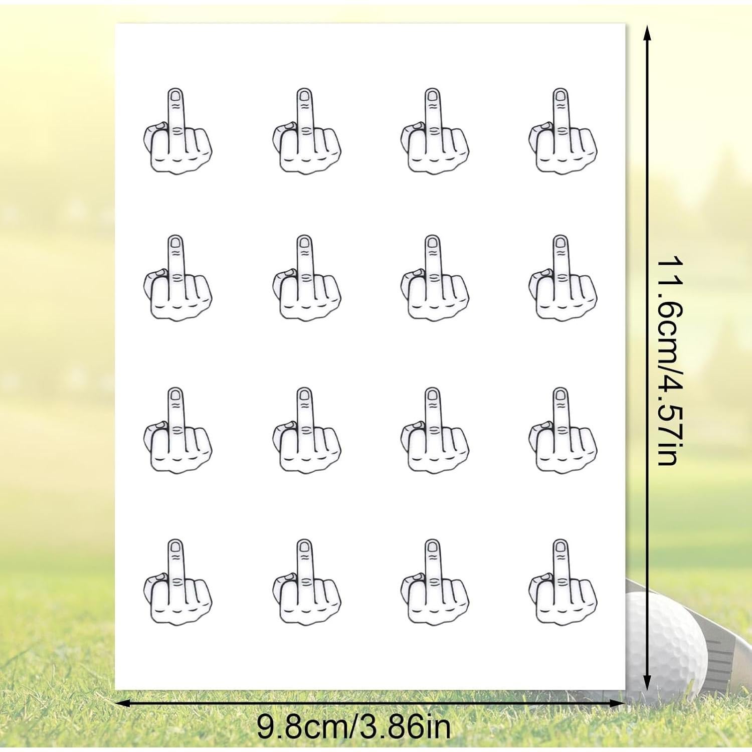 2 Hojas de Stickers para Pelotas de Golf BOXOB Dedo Medio