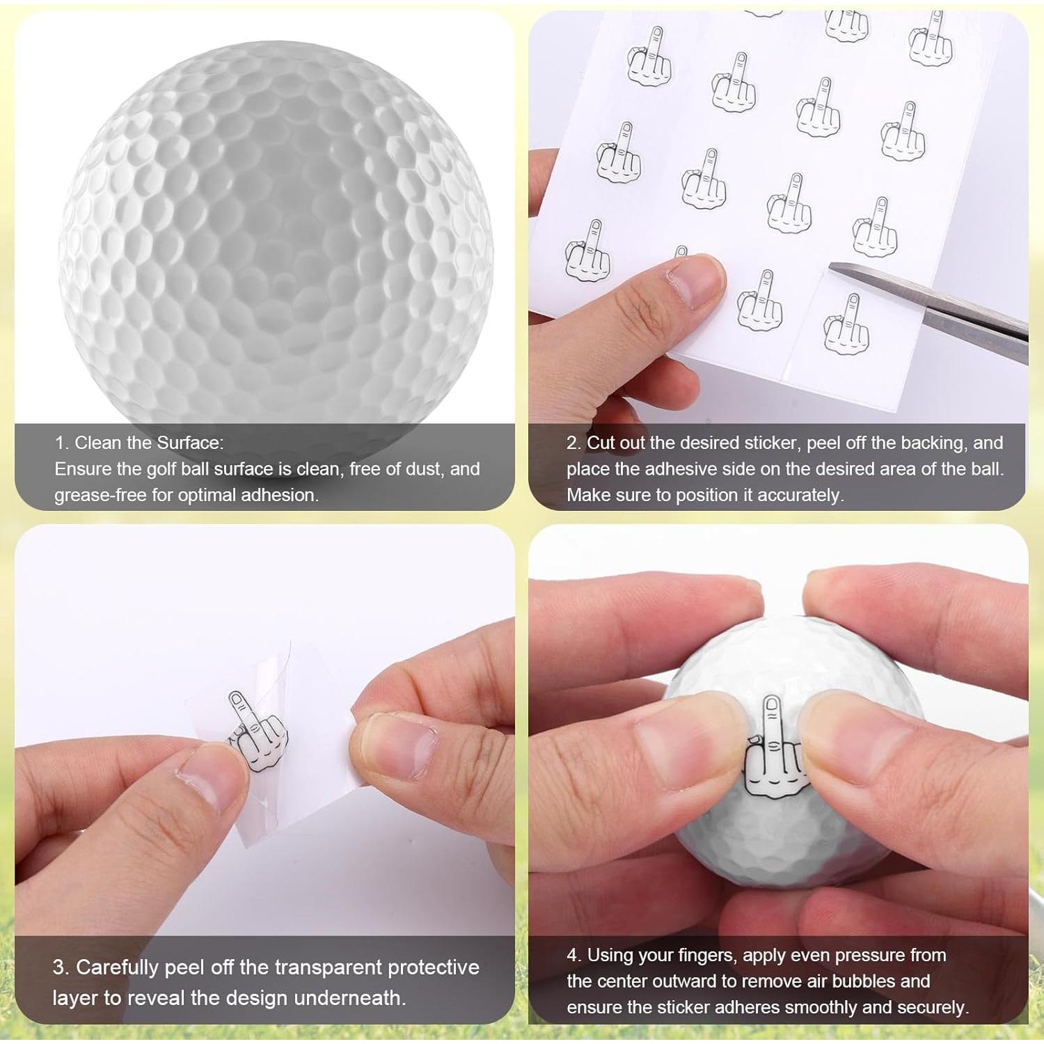 2 Hojas de Stickers para Pelotas de Golf BOXOB Dedo Medio