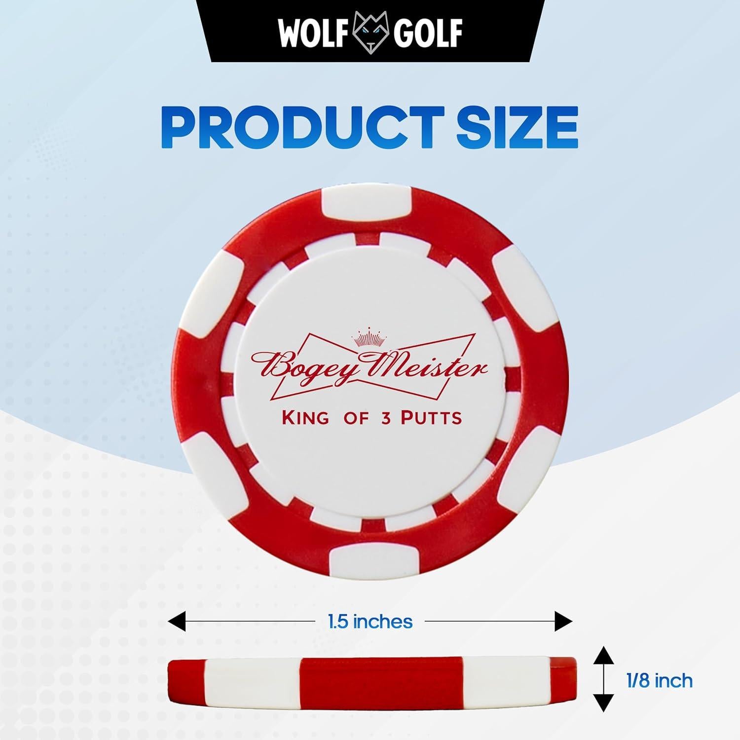 Marcadores de Pelotas de Golf Wolf Golf - Paquete de 6 Fichas Divertidas