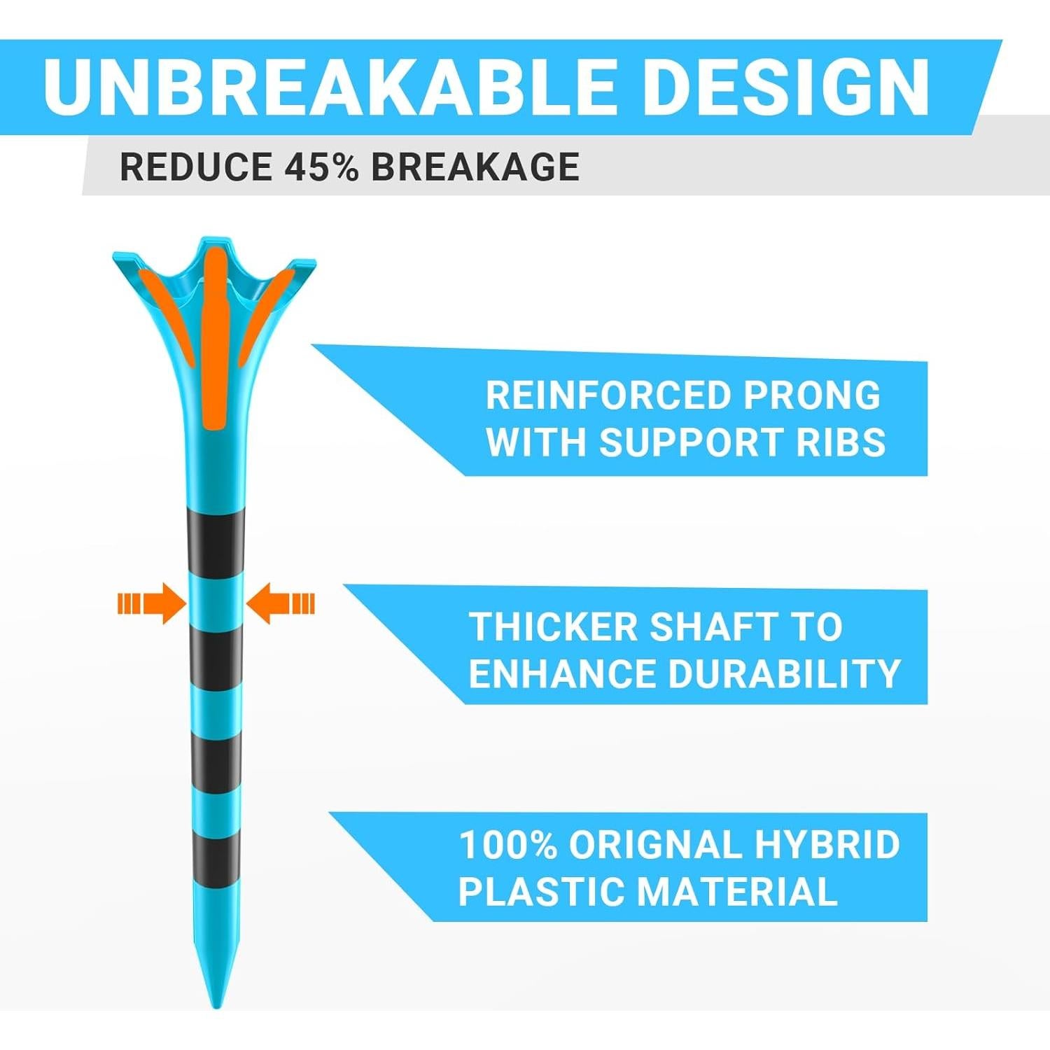 Tees de Golf Plástico Full Choice 100 Piezas 83mm Azul