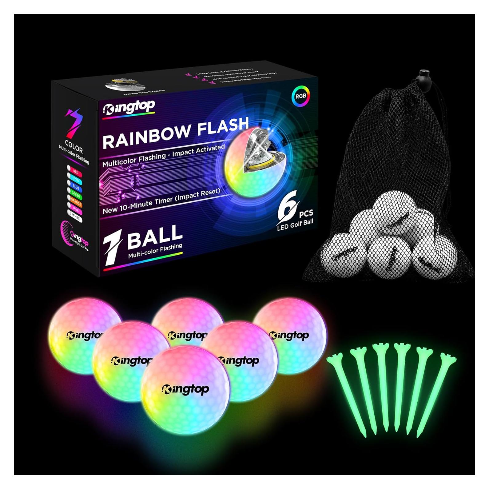Pelotas de Golf LED KINGTOP Brillantes en la Oscuridad - 6 Piezas