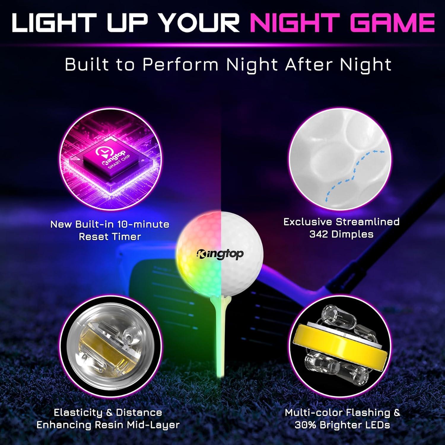Pelotas de Golf LED KINGTOP Brillantes en la Oscuridad - 6 Piezas