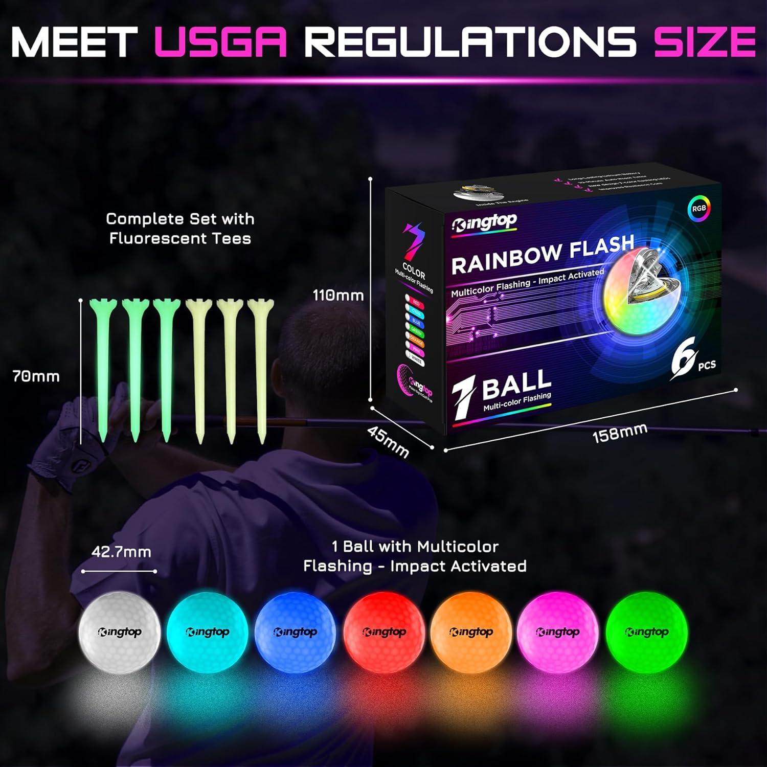 Pelotas de Golf LED KINGTOP Brillantes en la Oscuridad - 6 Piezas