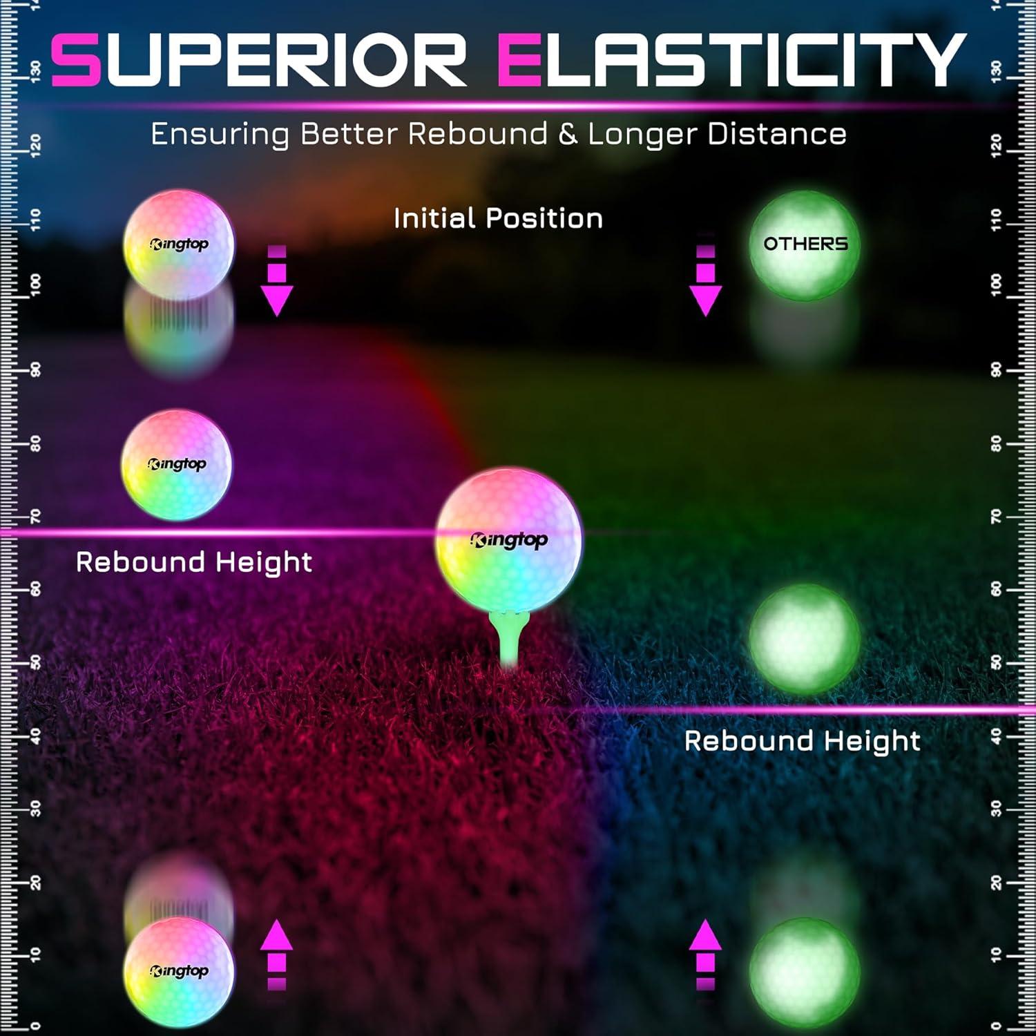 Pelotas de Golf LED KINGTOP Brillantes en la Oscuridad - 6 Piezas