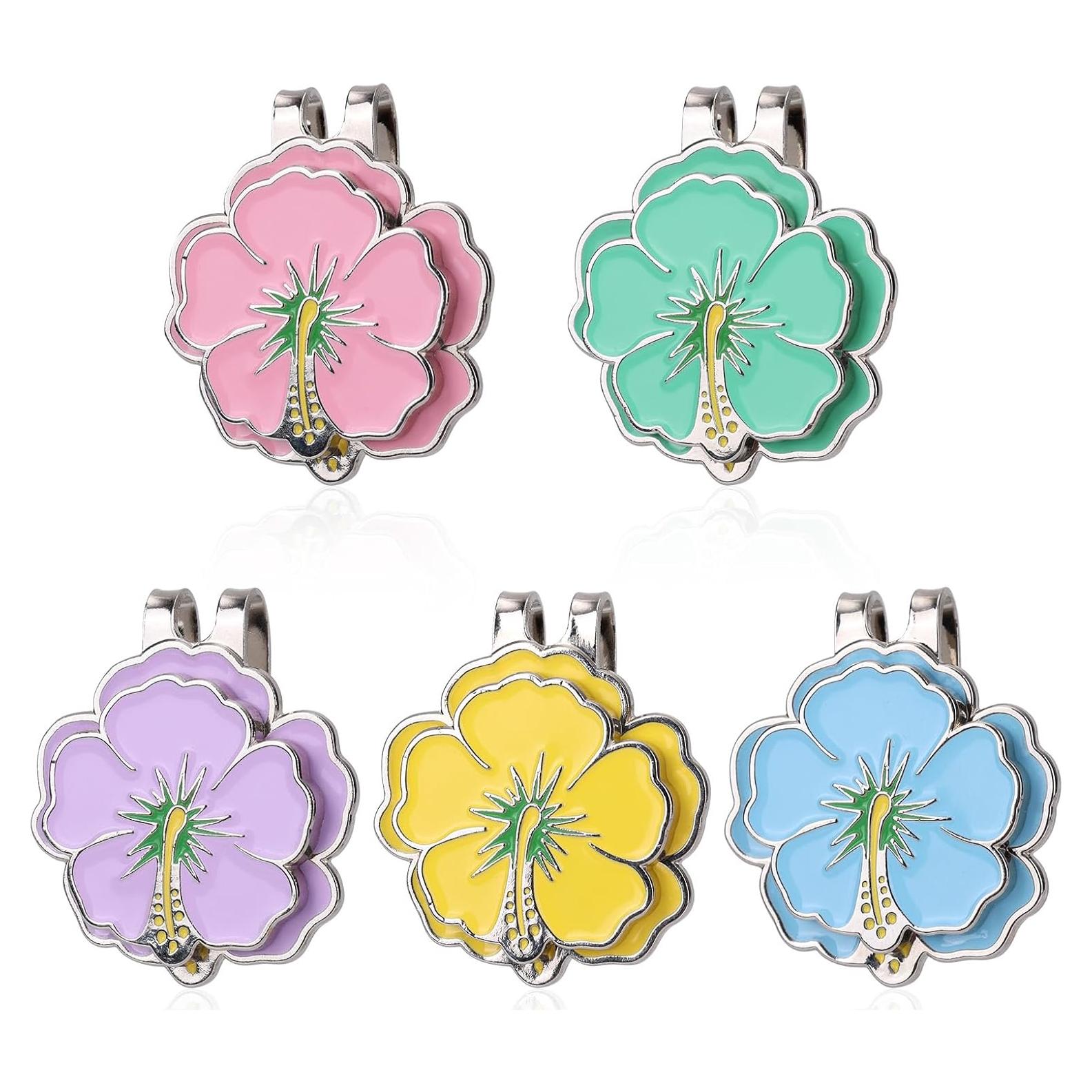 5 Marcadores de Pelotas de Golf Magnéticos Lasuroa Flores