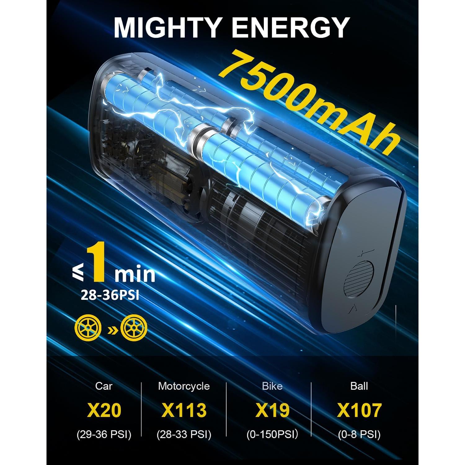 Compresor de Aire Portátil OMS RANK YF-158 150 PSI Batería Recargable