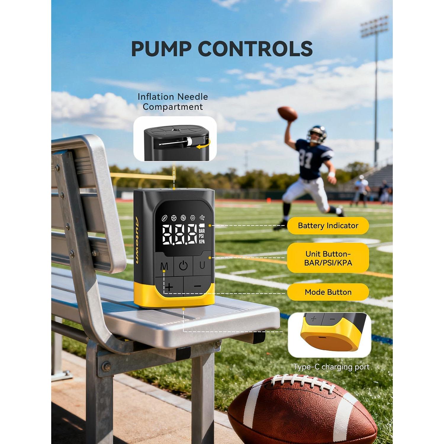 Bomba Eléctrica para Pelotas AUTOWN MJ.BAL101YW 17 PSI