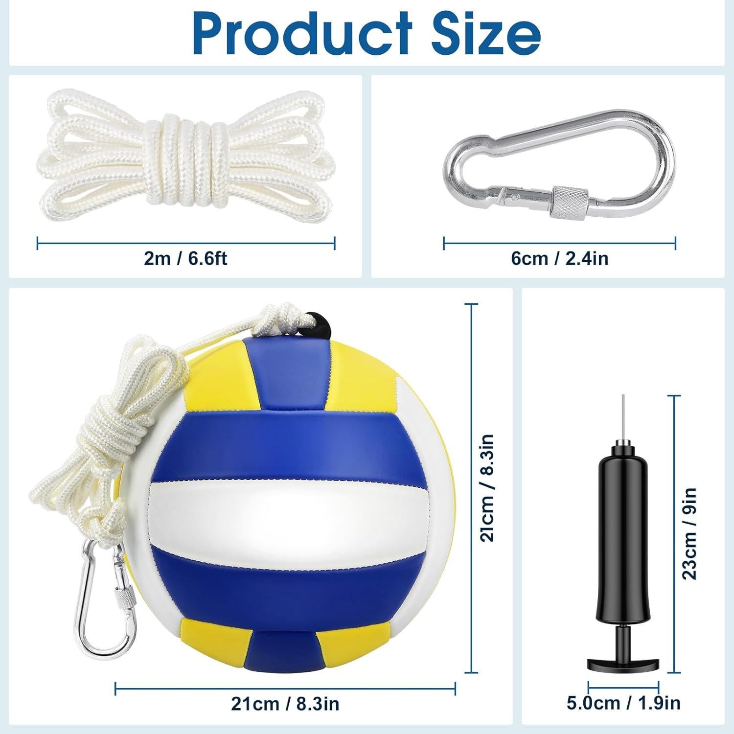 Conjunto Tetherball Hamino Azul - Pelota 22cm, Cuerda 2m, Bomba