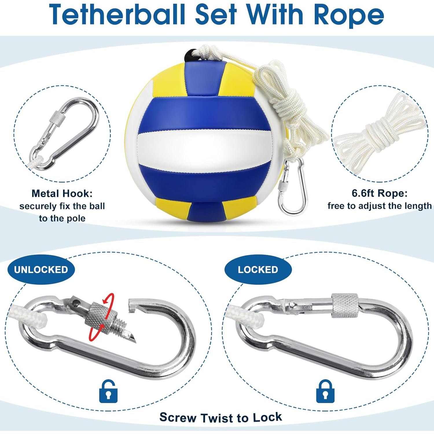 Conjunto Tetherball Hamino Azul - Pelota 22cm, Cuerda 2m, Bomba