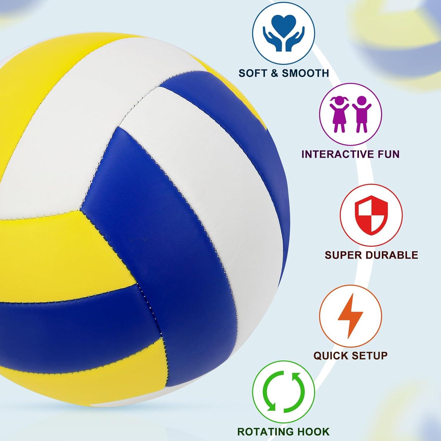 Conjunto Tetherball Hamino Azul - Pelota 22cm, Cuerda 2m, Bomba