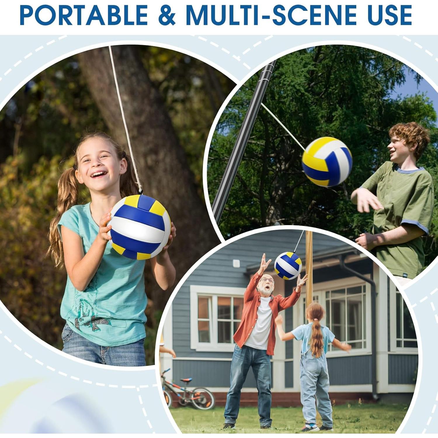 Conjunto Tetherball Hamino Azul - Pelota 22cm, Cuerda 2m, Bomba