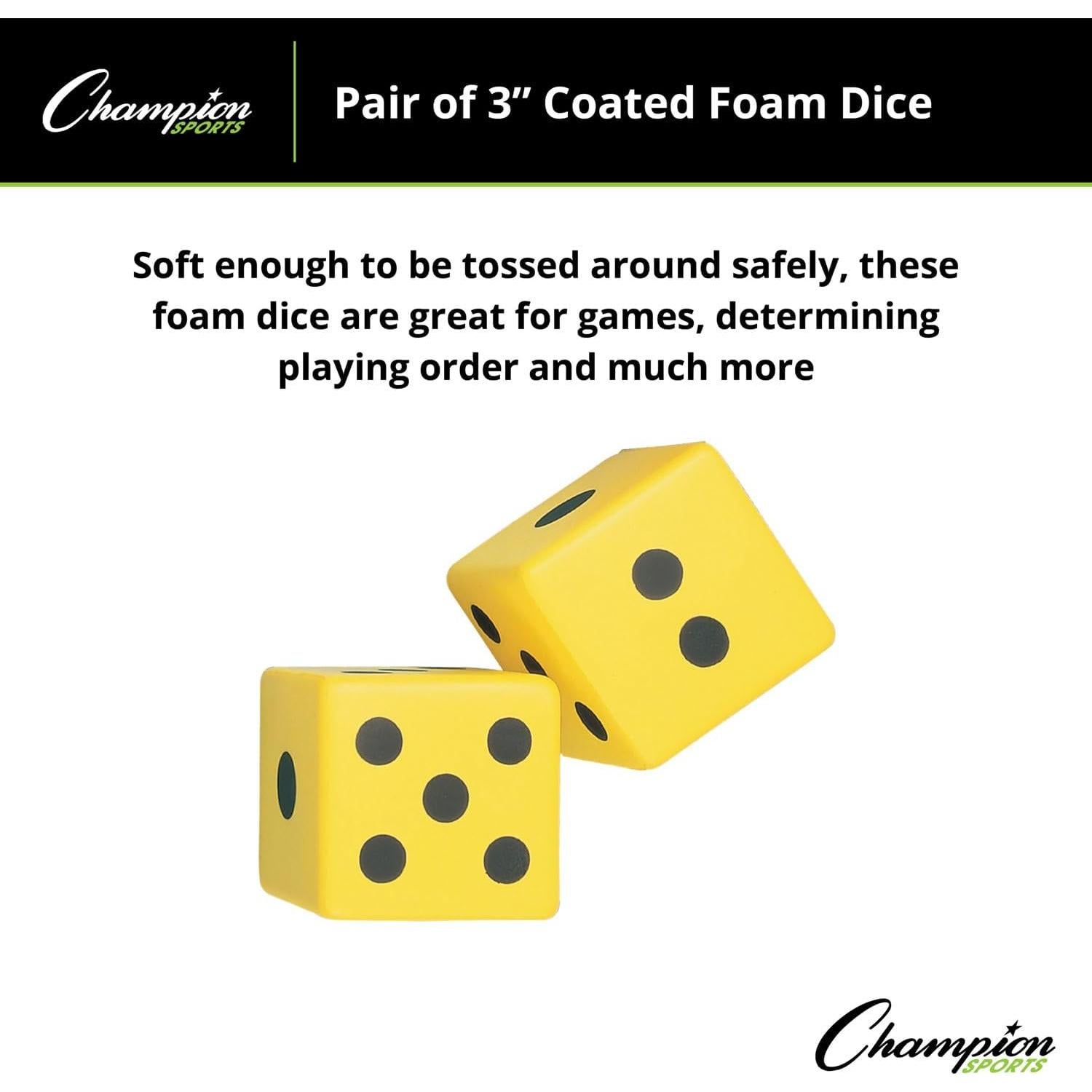 Dados de Espuma Amarillos Champion Sports 3" (Juego de 2)