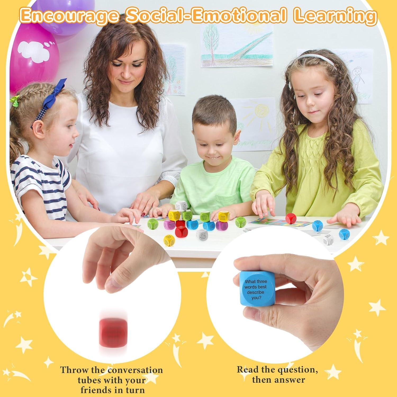 Cubos de Conversación Jenaai 12 Pcs Madera para Niños y Adultos