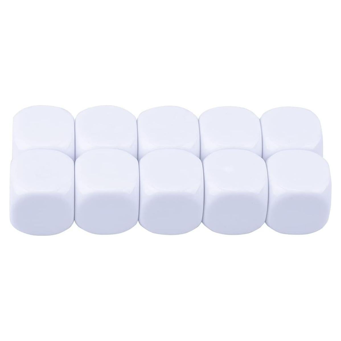 Dados Seis Caras Blancos 22mm Lianshi 10 Piezas Acrílico