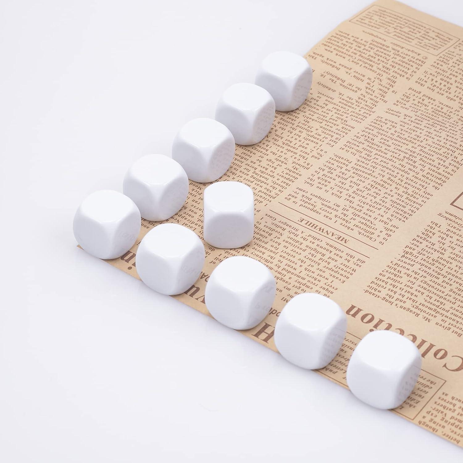 Dados Seis Caras Blancos 22mm Lianshi 10 Piezas Acrílico