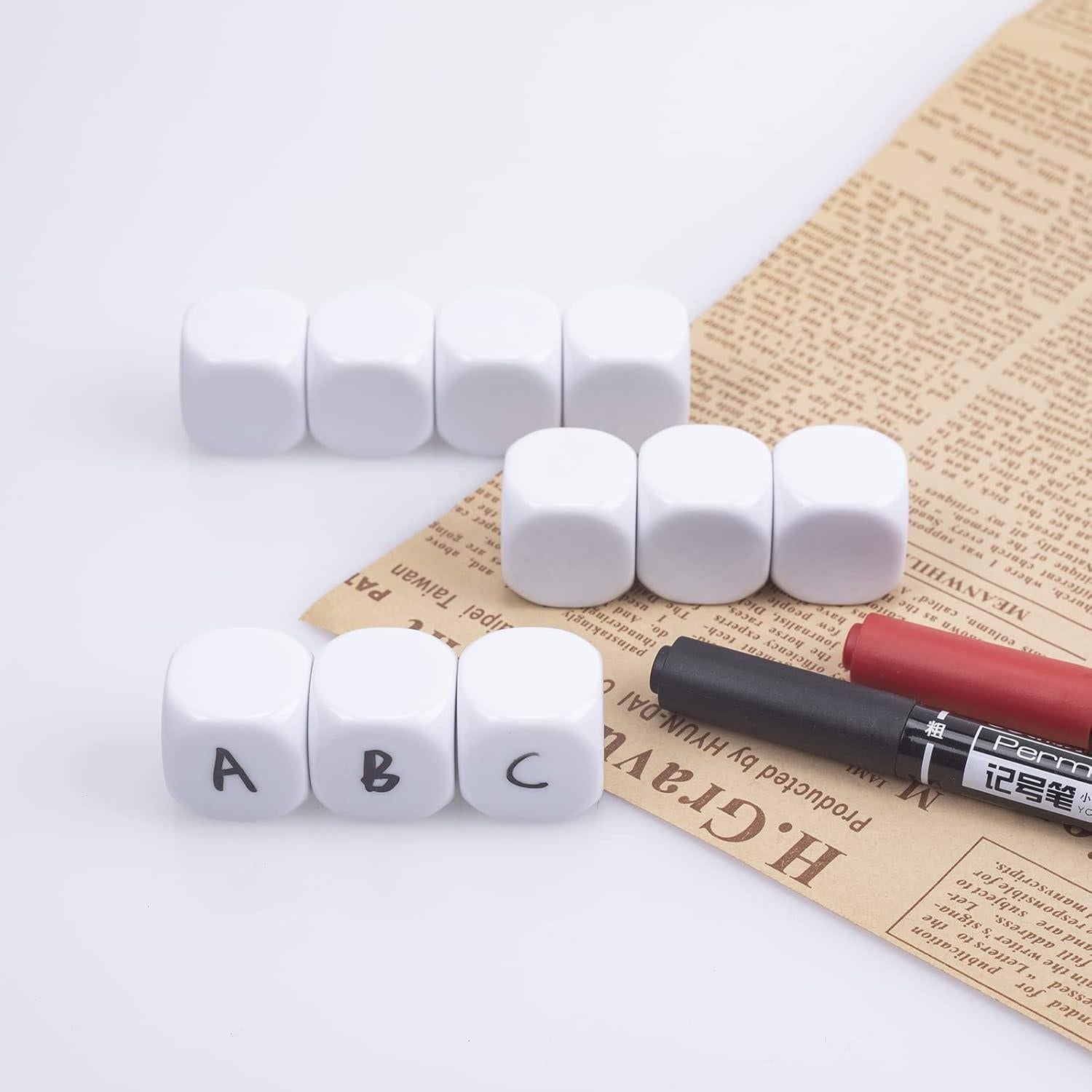 Dados Seis Caras Blancos 22mm Lianshi 10 Piezas Acrílico