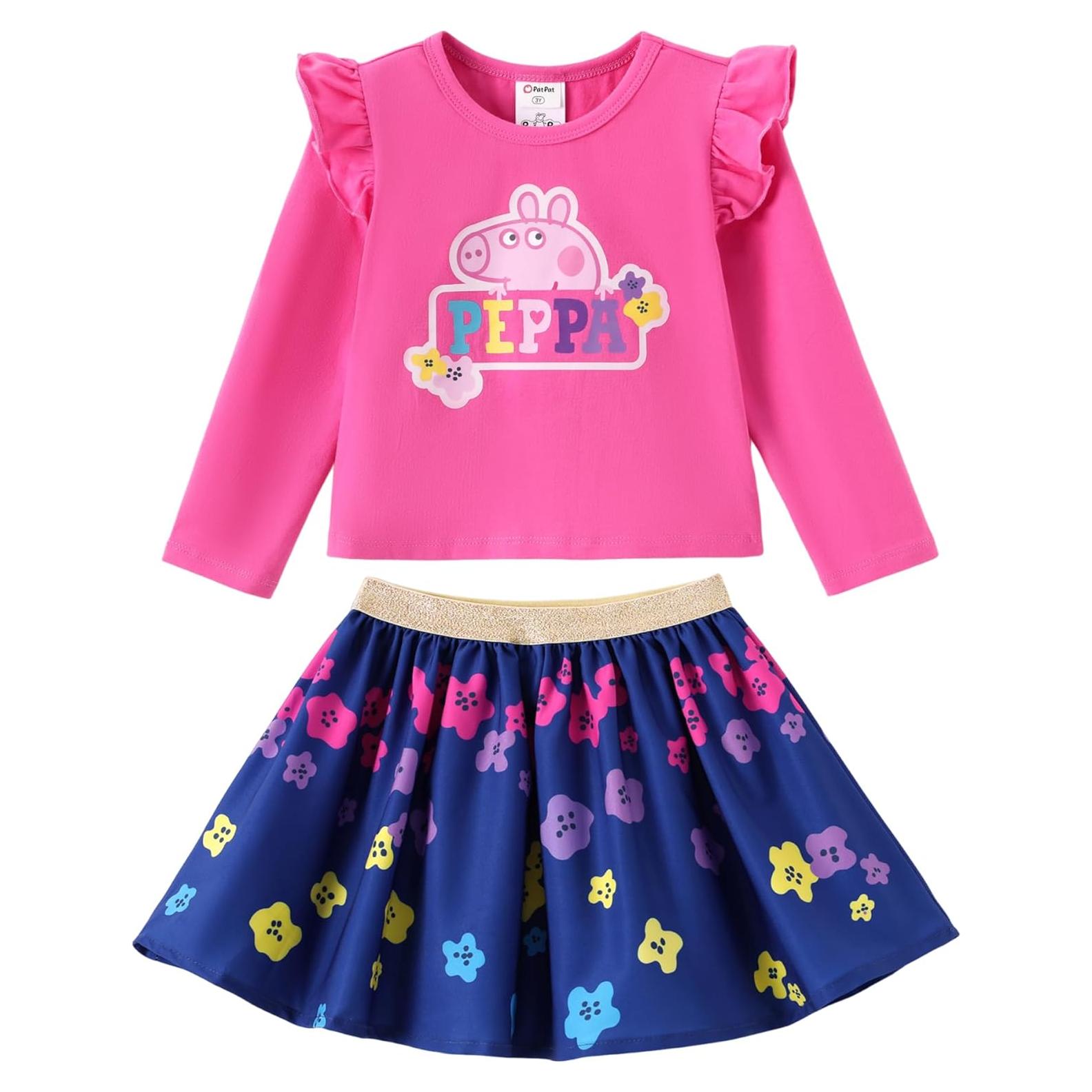 Conjunto Falda Peppa Pig Niña 2T Rosa Fucsia Manga Larga