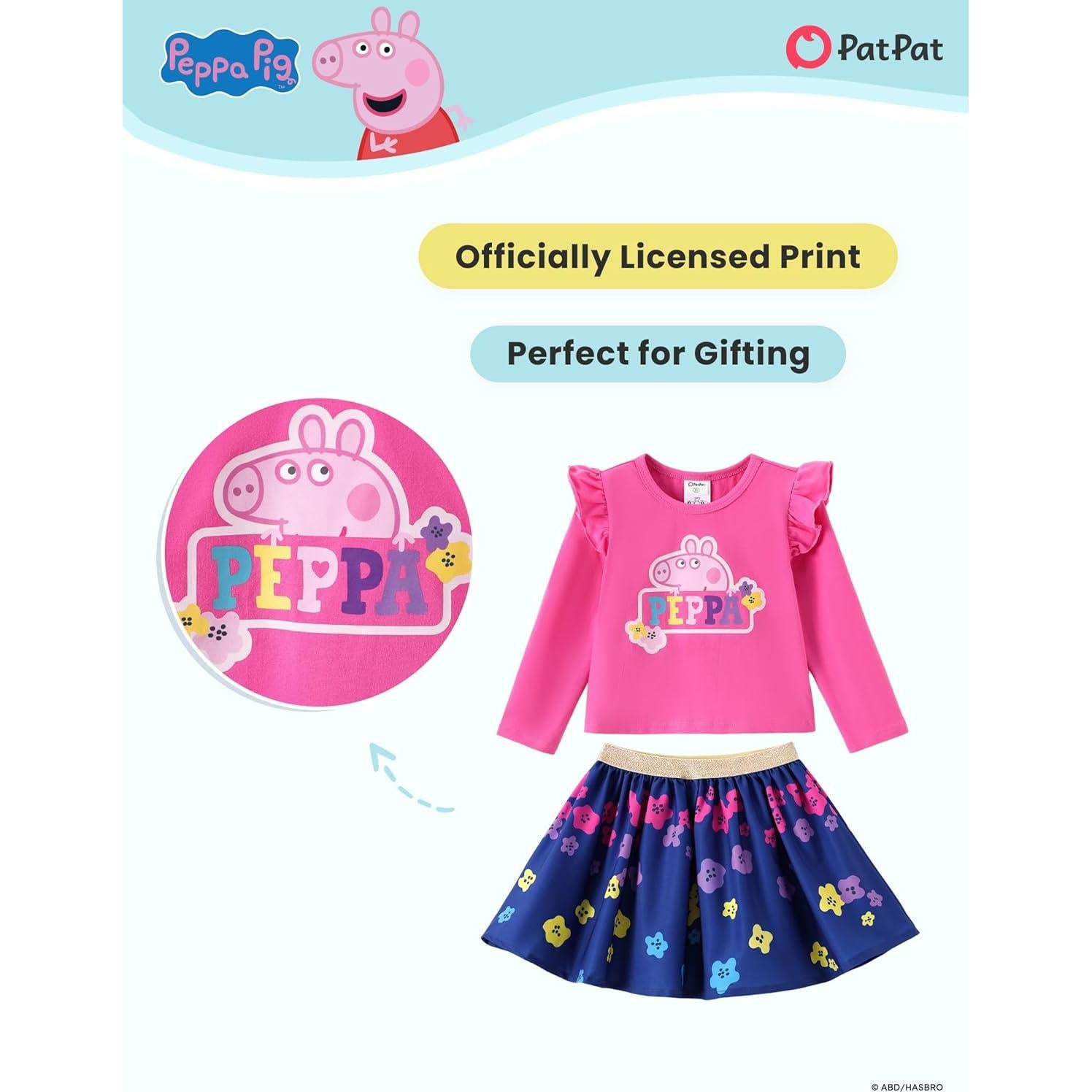 Conjunto Falda Peppa Pig Niña 2T Rosa Fucsia Manga Larga