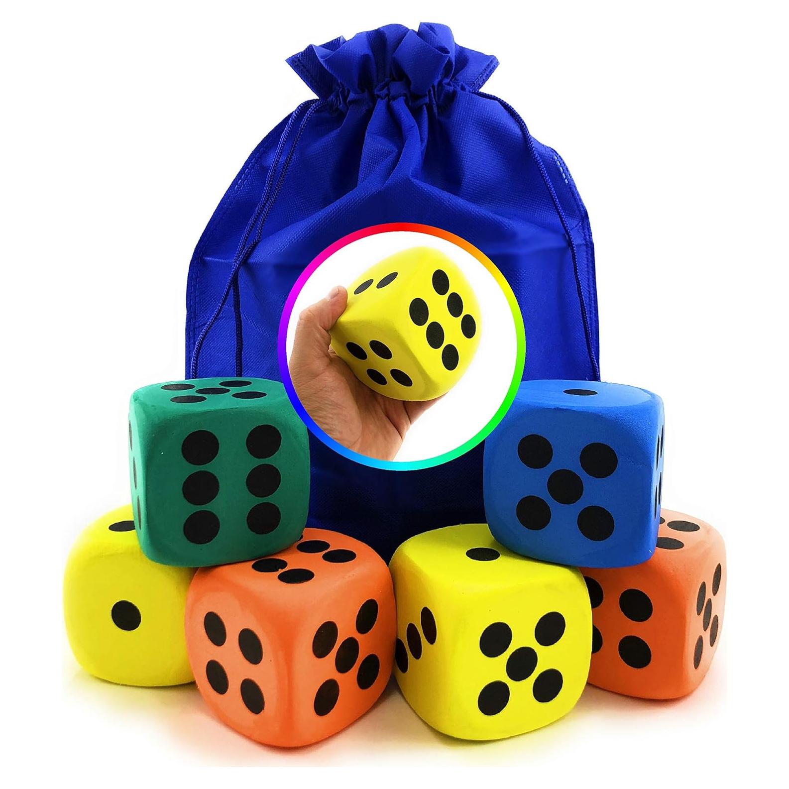 Dados de espuma EVA gigantes Matty's Toy Stop 8 cm - Paquete de 6