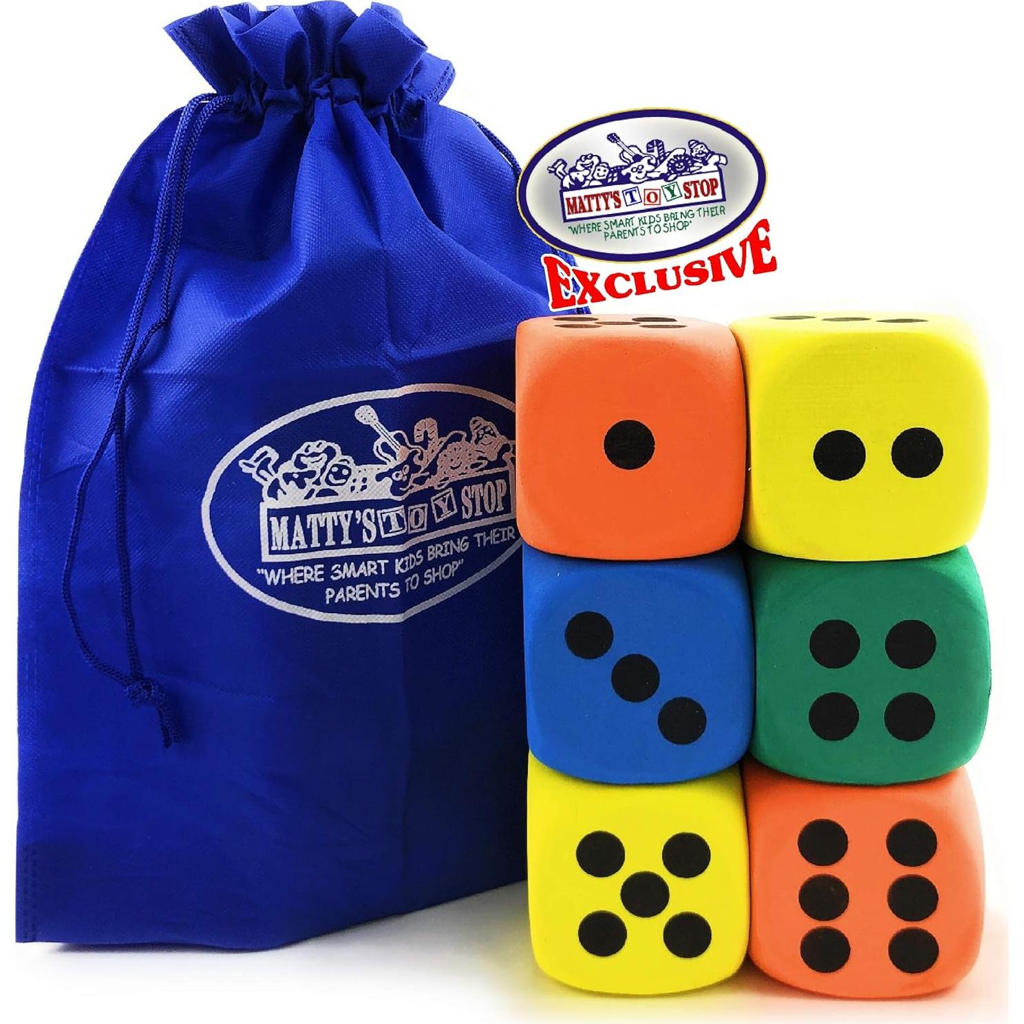 Dados de espuma EVA gigantes Matty's Toy Stop 8 cm - Paquete de 6