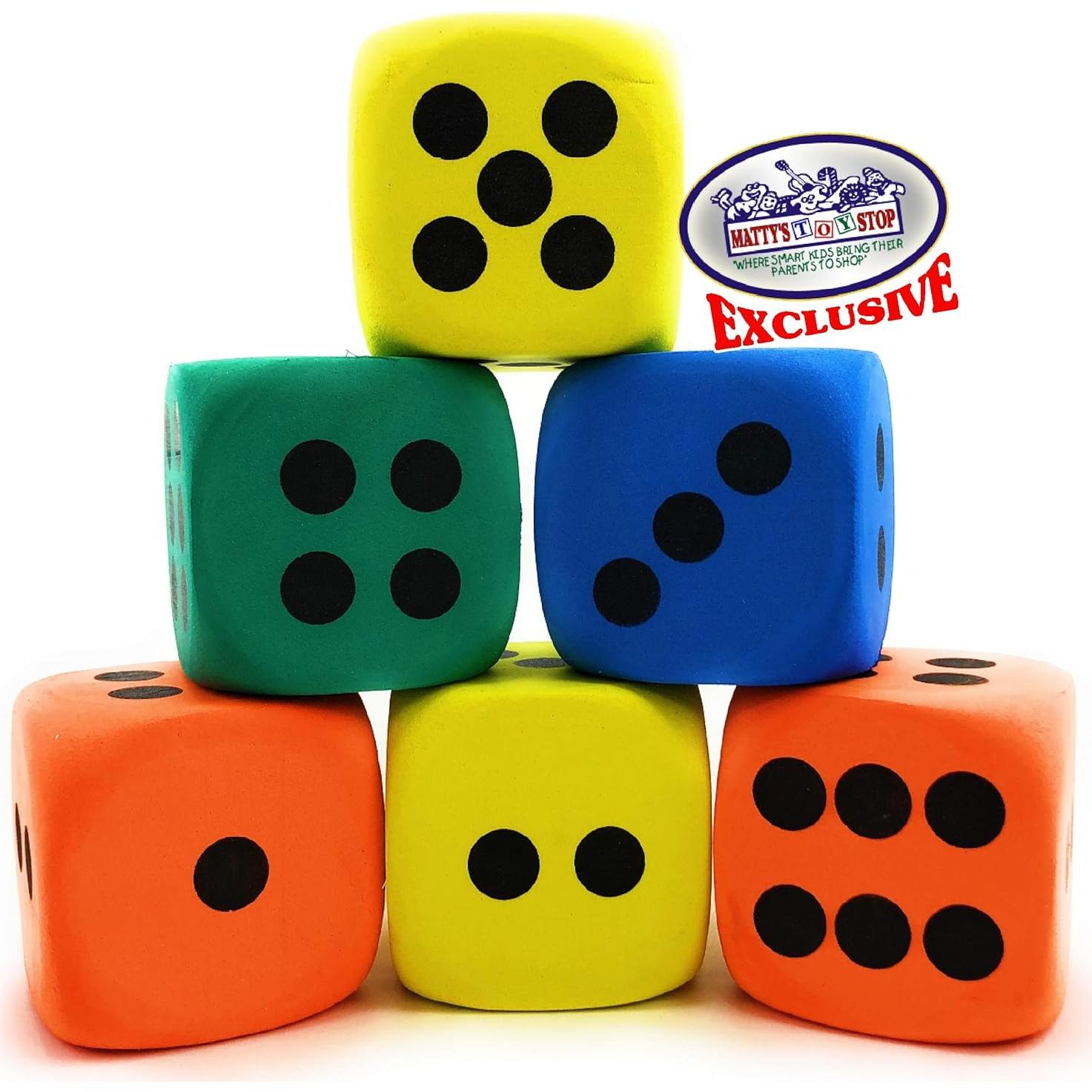 Dados de espuma EVA gigantes Matty's Toy Stop 8 cm - Paquete de 6