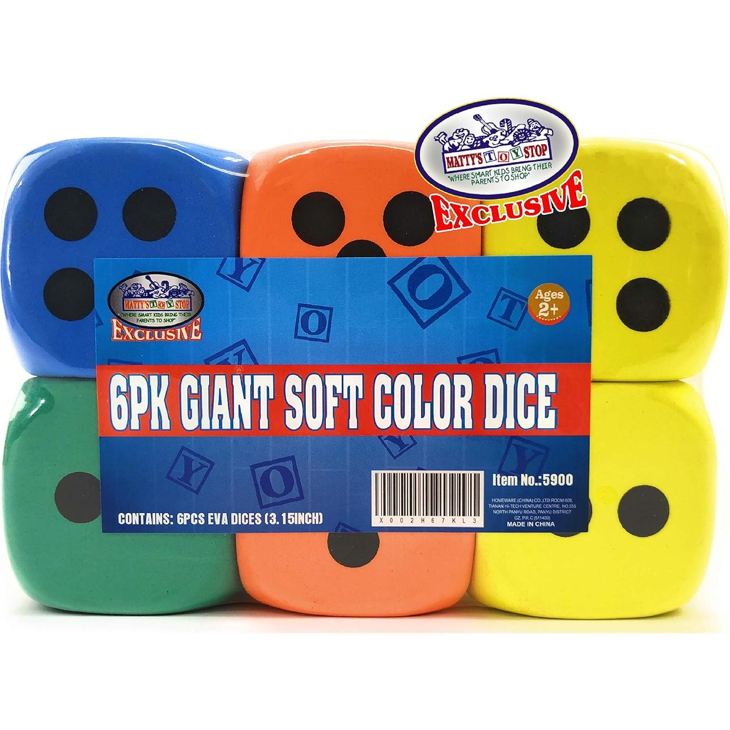 Dados de espuma EVA gigantes Matty's Toy Stop 8 cm - Paquete de 6