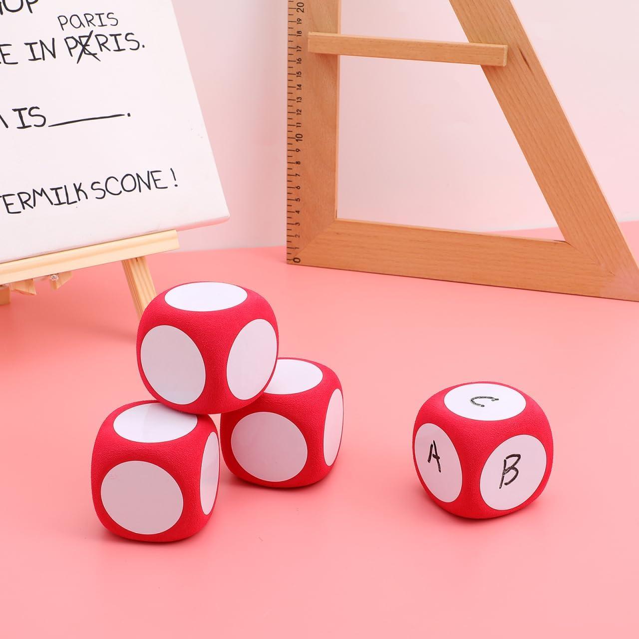 Dados de Espuma Grandes Blancos 4pcs 6cm para Aula y Juegos