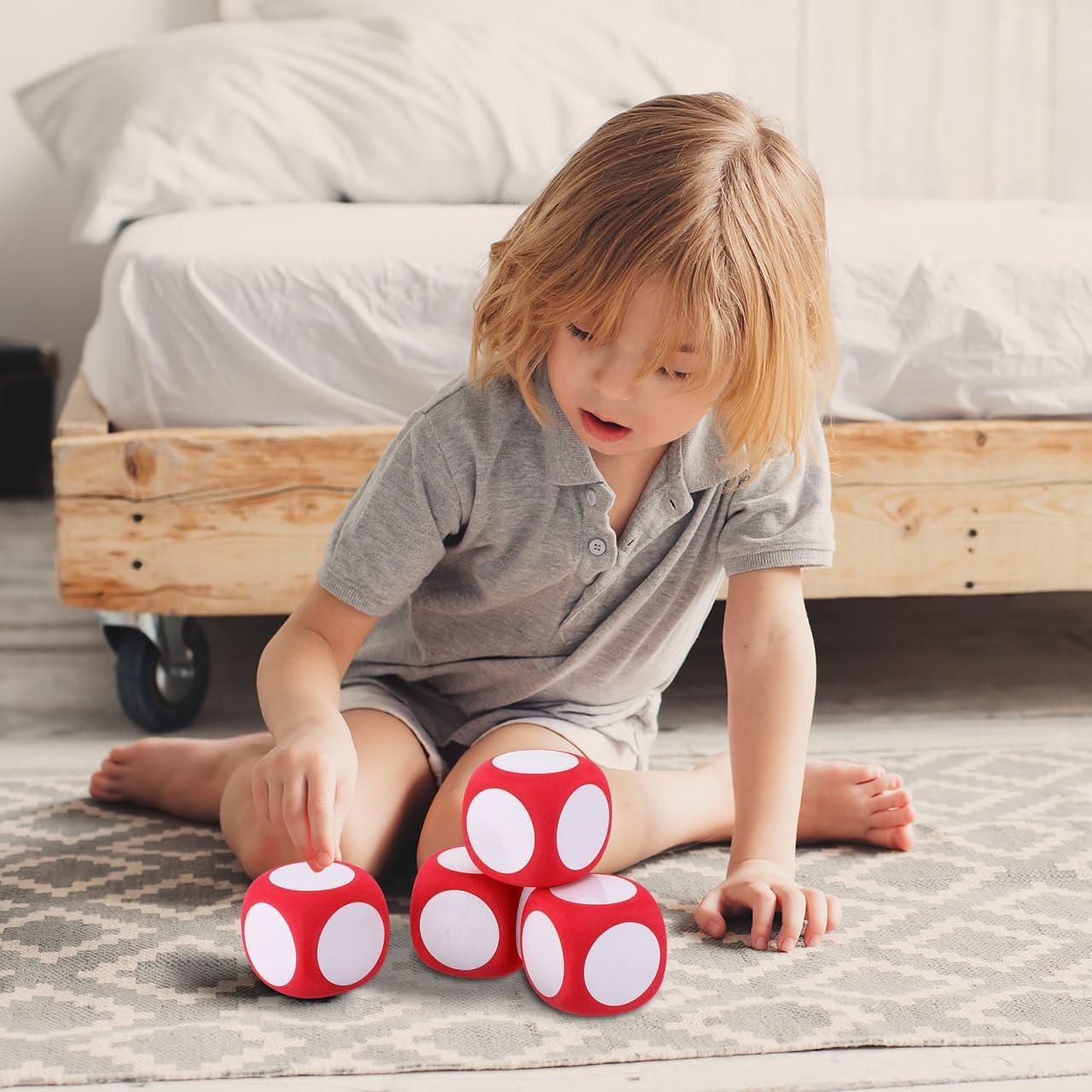 Dados de Espuma Grandes Blancos 4pcs 6cm para Aula y Juegos