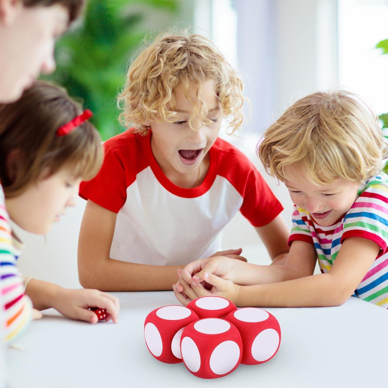 Dados de Espuma Grandes Blancos 4pcs 6cm para Aula y Juegos