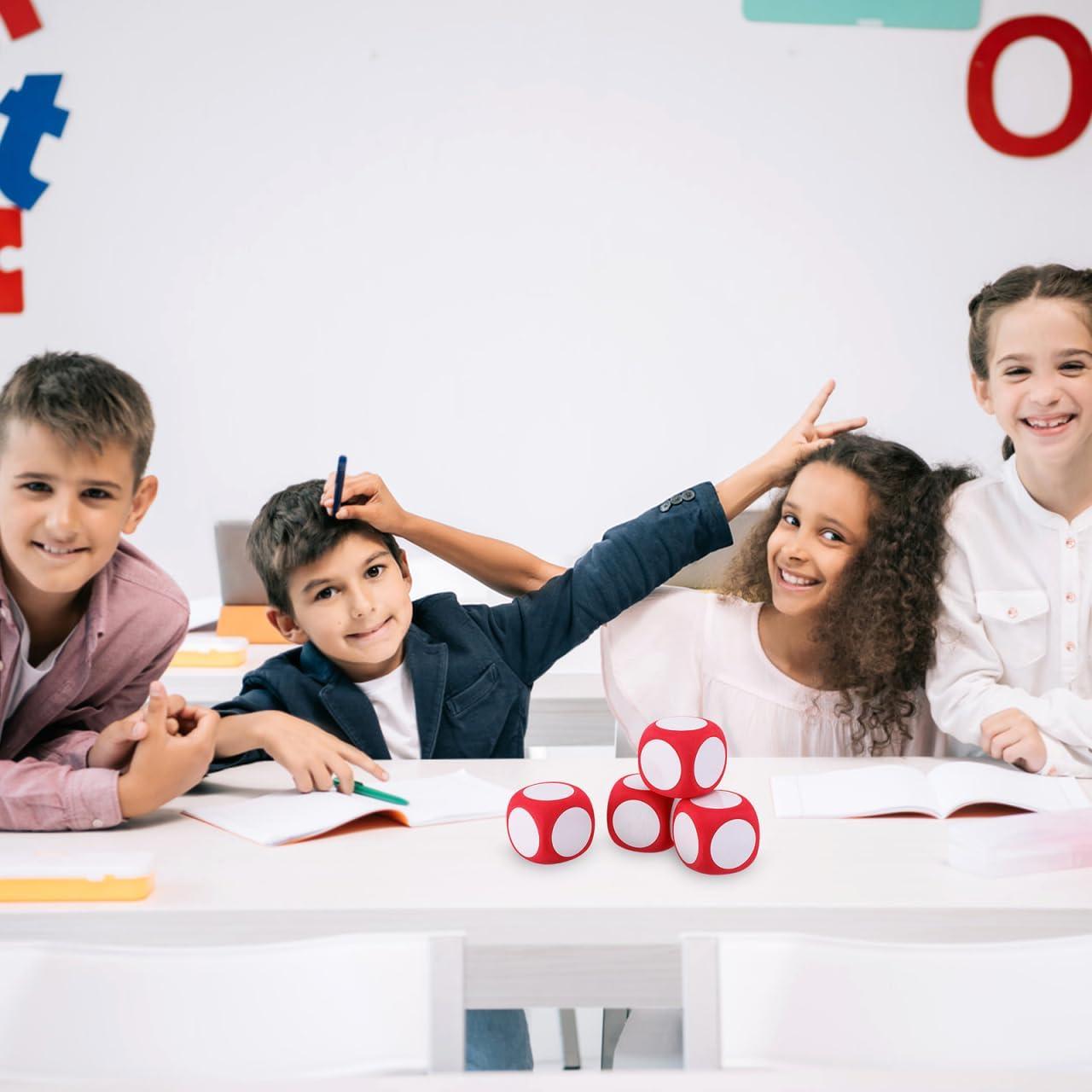 Dados de Espuma Grandes Blancos 4pcs 6cm para Aula y Juegos