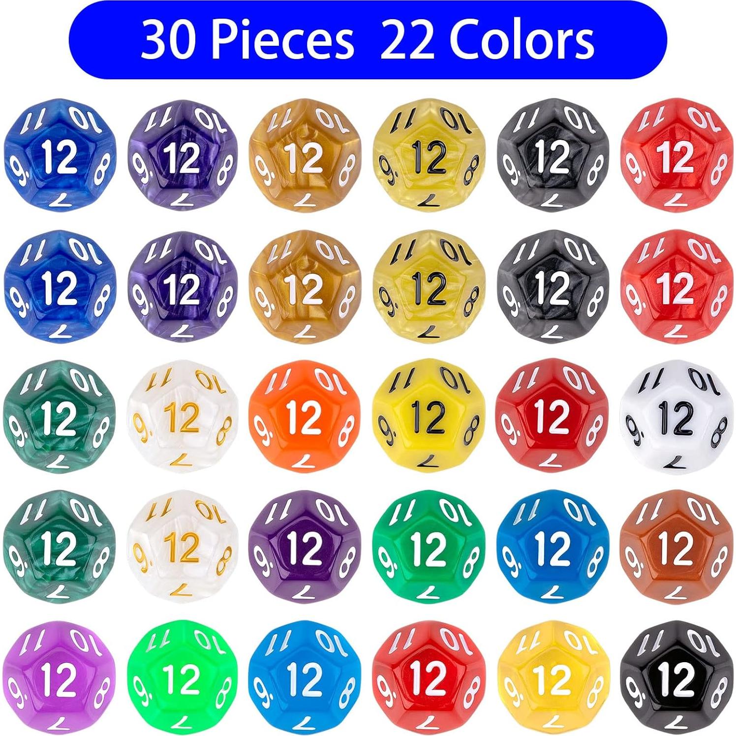 Juego de Dados Poliedricos 30 Piezas 12 Caras Awpeye