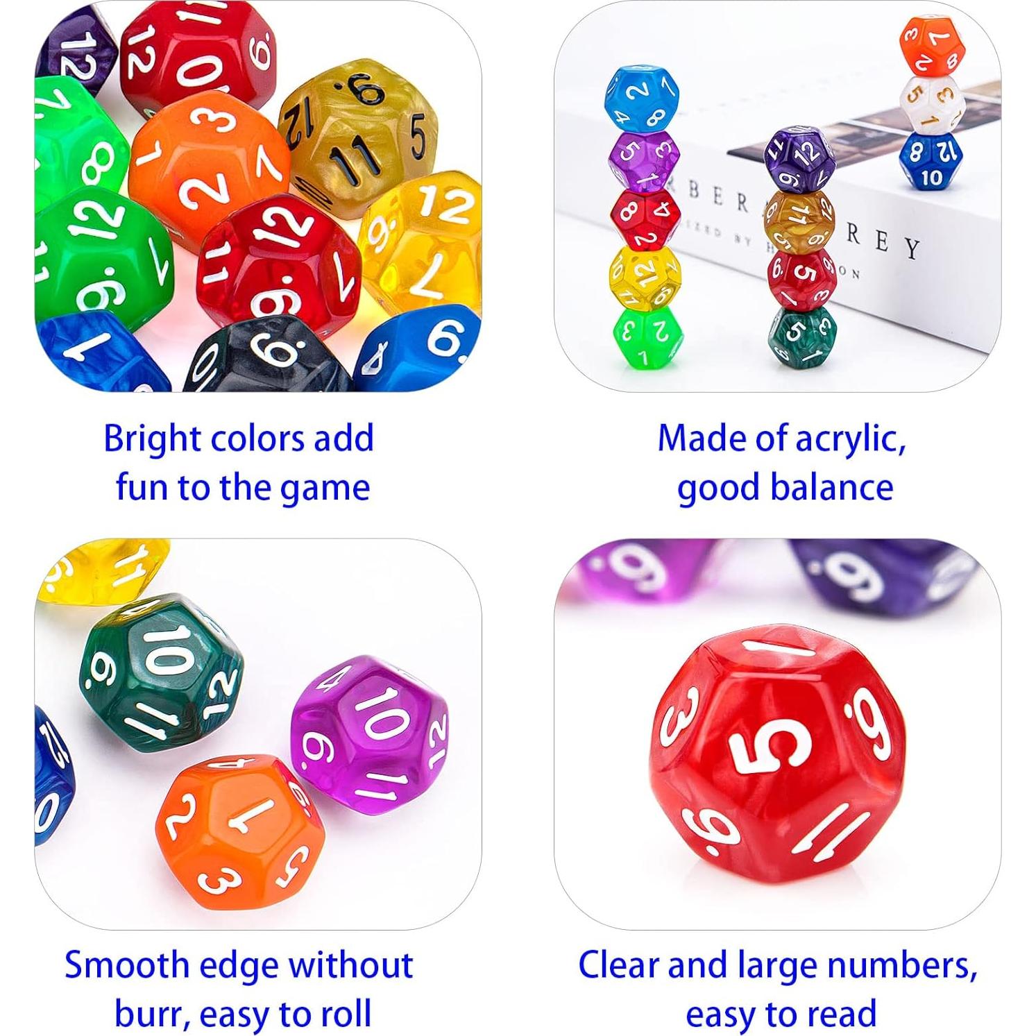 Juego de Dados Poliedricos 30 Piezas 12 Caras Awpeye