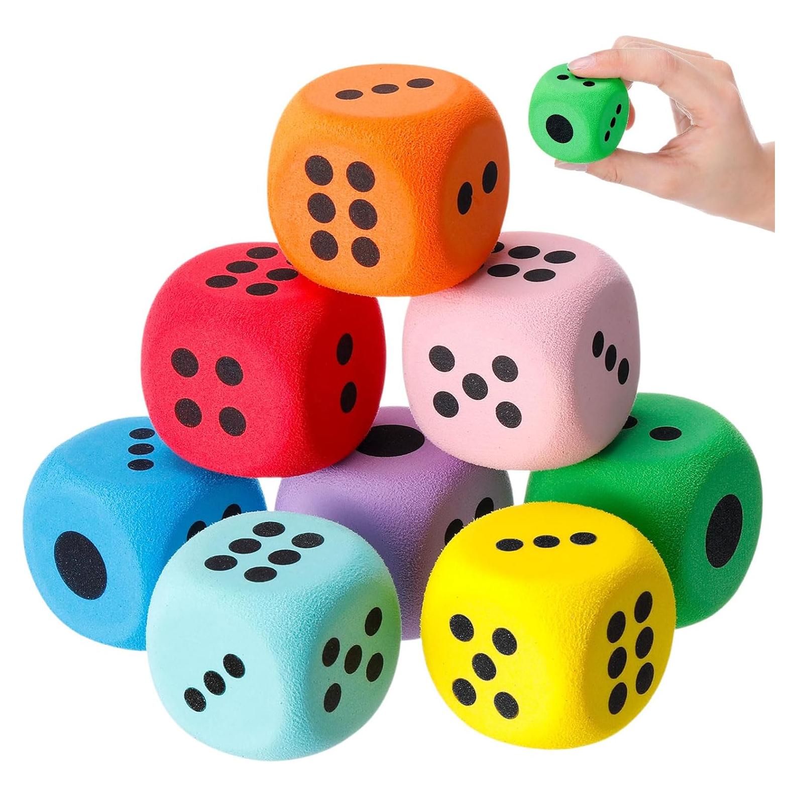 Juego de 8 Dados de Espuma EVA Coloridos 3.8 cm Halloscume