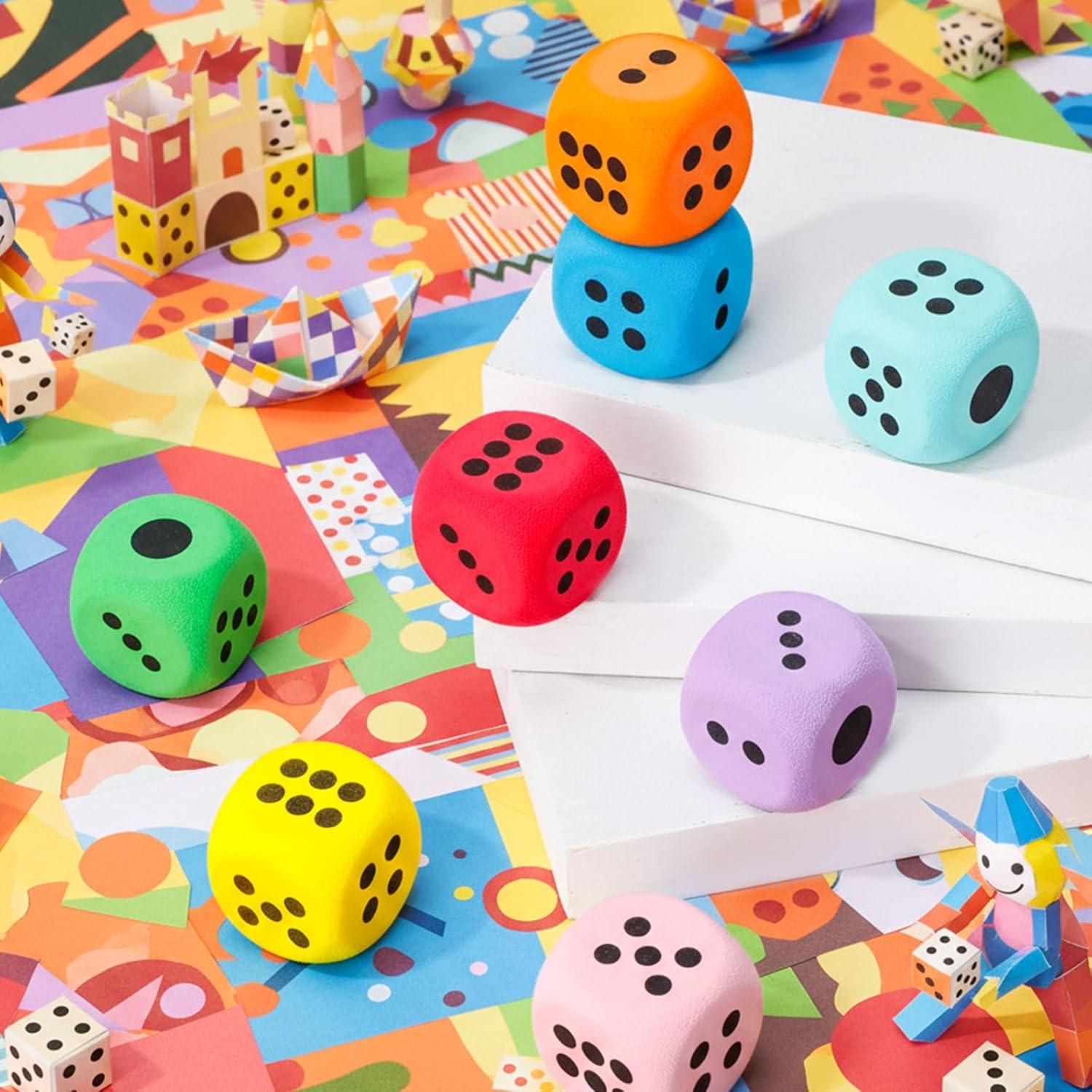 Juego de 8 Dados de Espuma EVA Coloridos 3.8 cm Halloscume