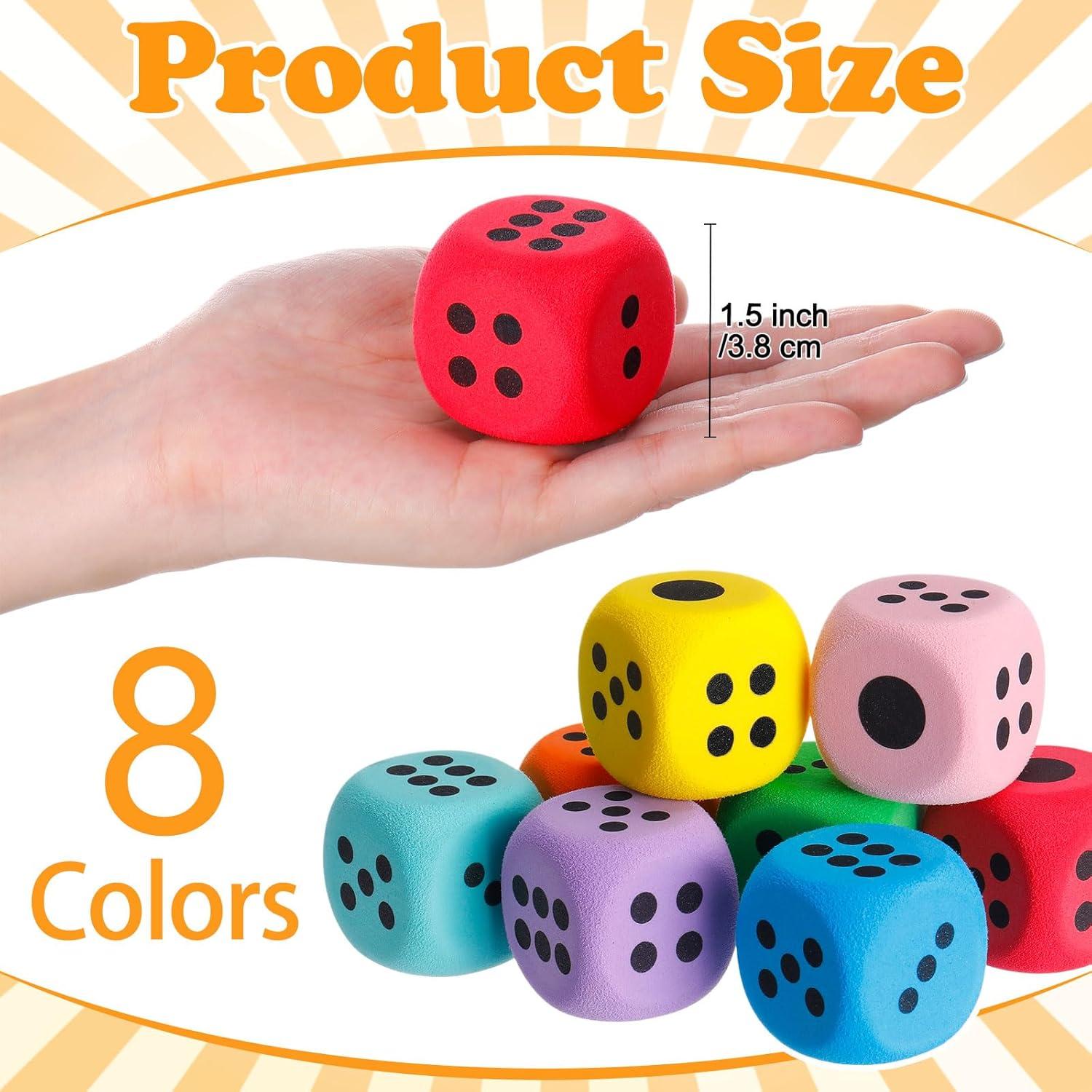 Juego de 8 Dados de Espuma EVA Coloridos 3.8 cm Halloscume