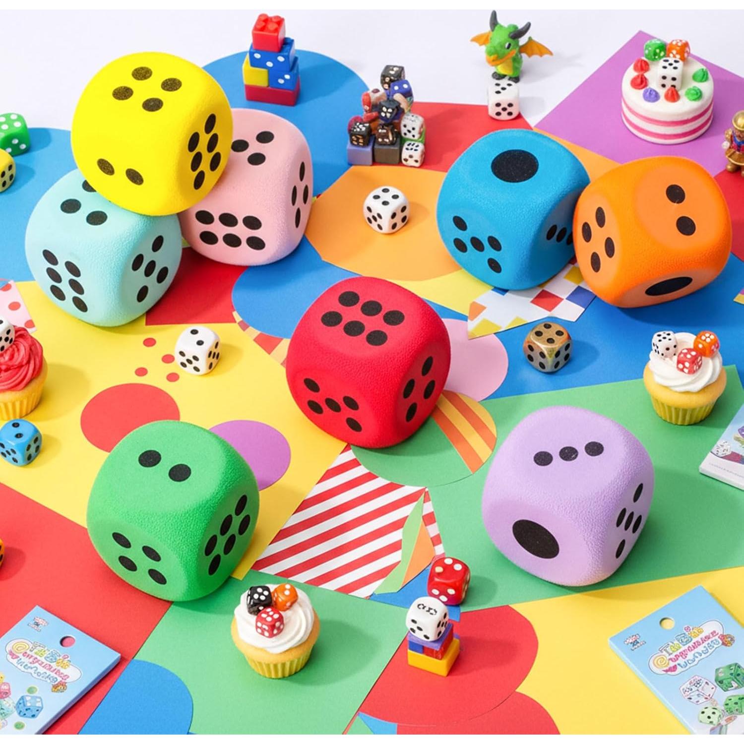 Juego de 8 Dados de Espuma EVA Coloridos 3.8 cm Halloscume