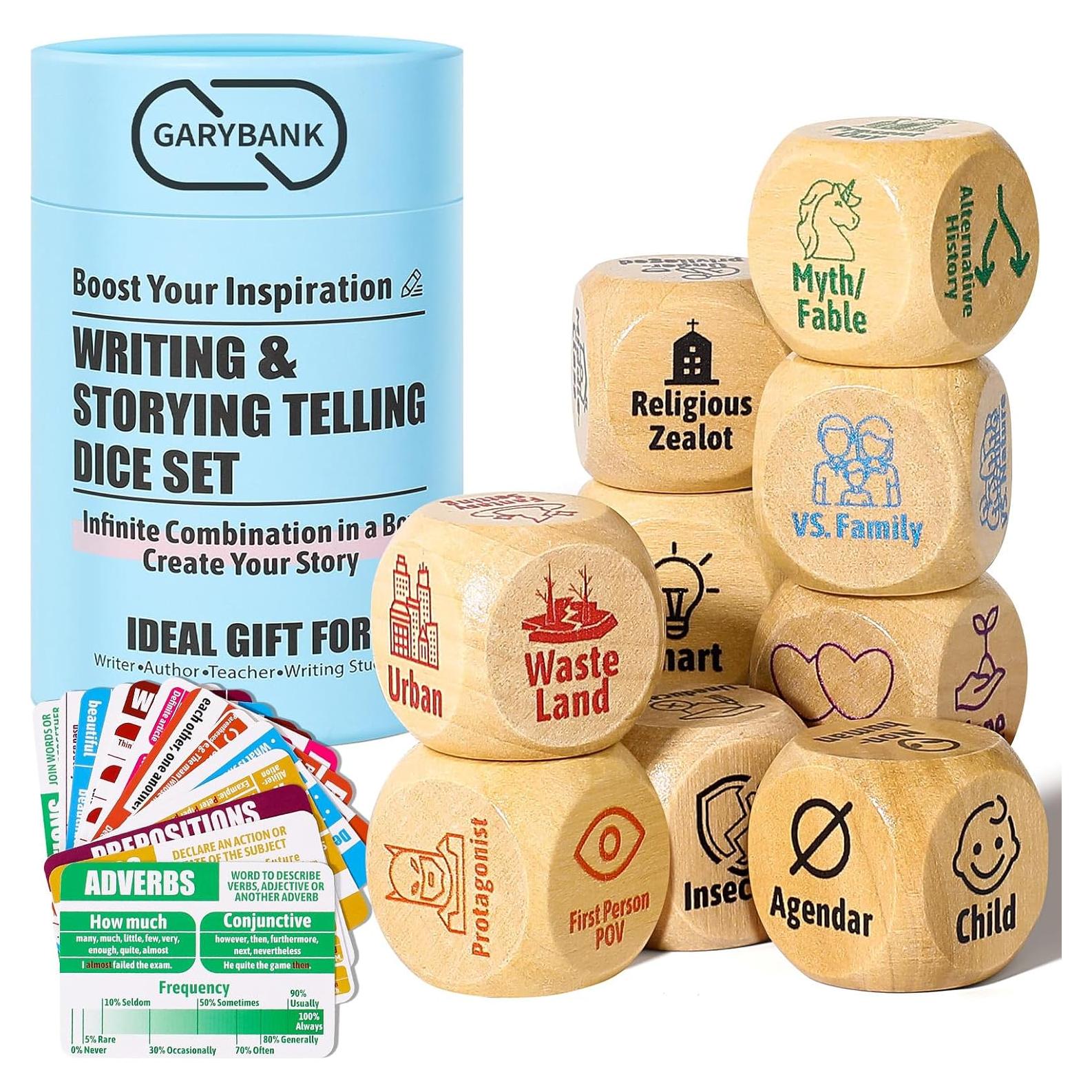 Juego de Dados de Escritura Garybank - 9 Cubos + 13 Tarjetas