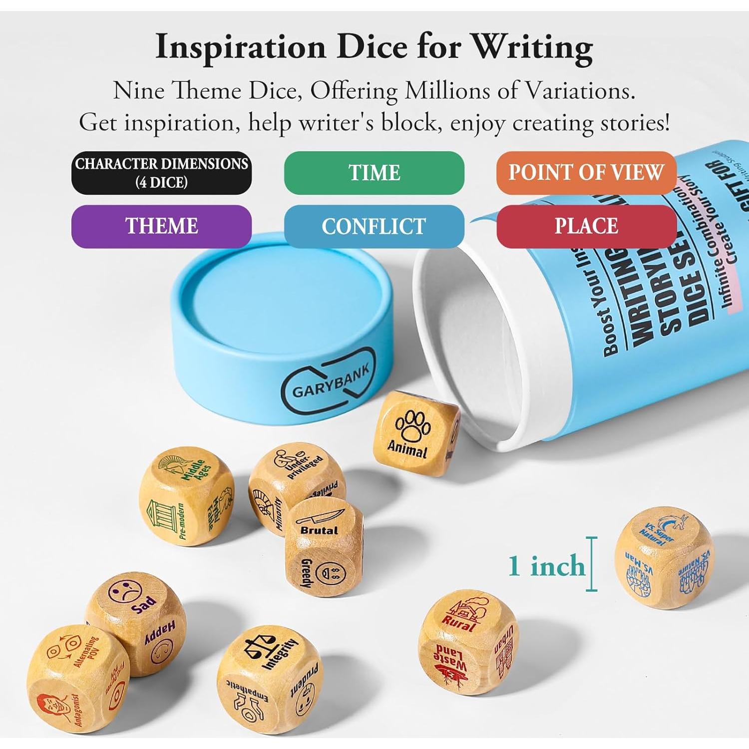 Juego de Dados de Escritura Garybank - 9 Cubos + 13 Tarjetas