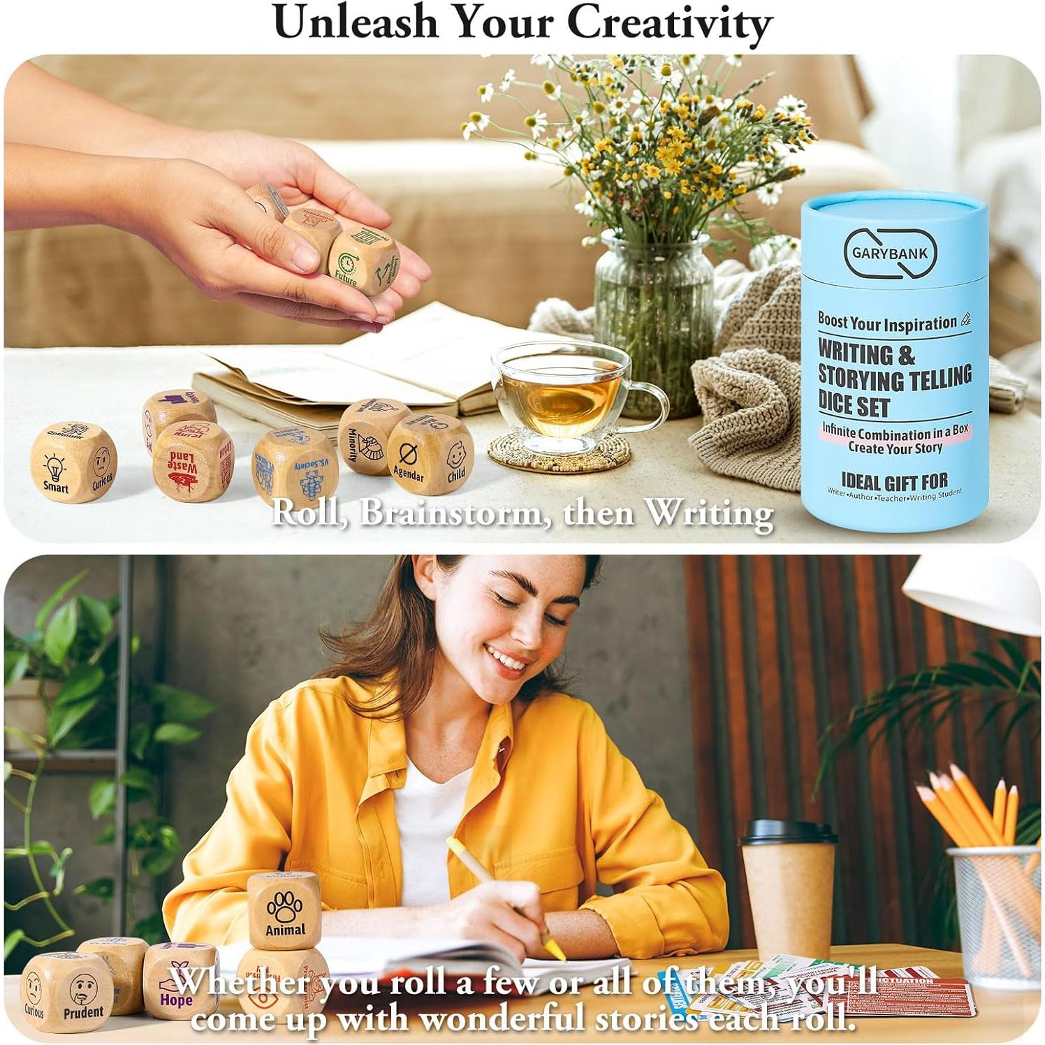 Juego de Dados de Escritura Garybank - 9 Cubos + 13 Tarjetas