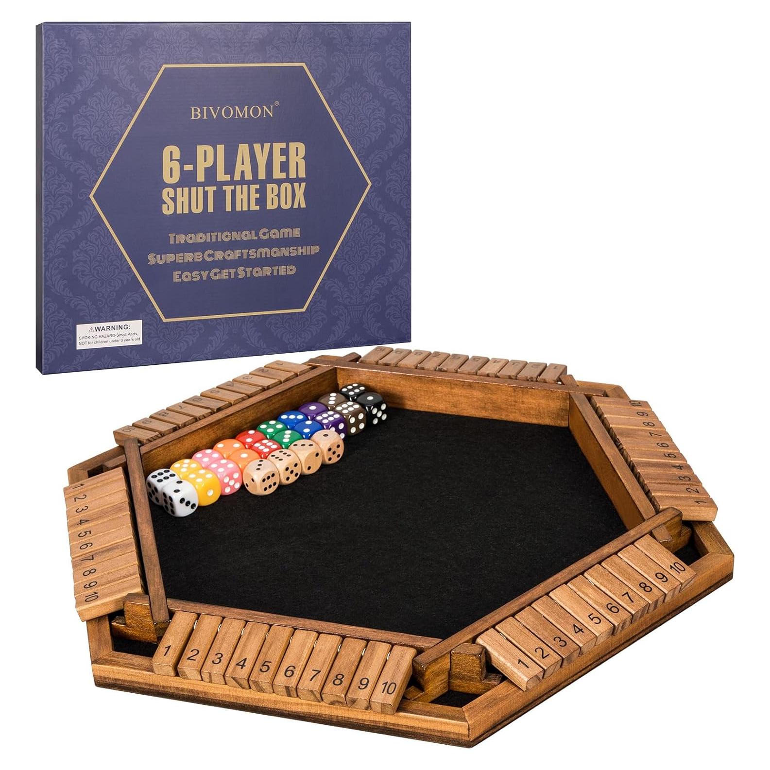 Juego de Mesa Shut The Box BIVOMON para 1-6 Jugadores