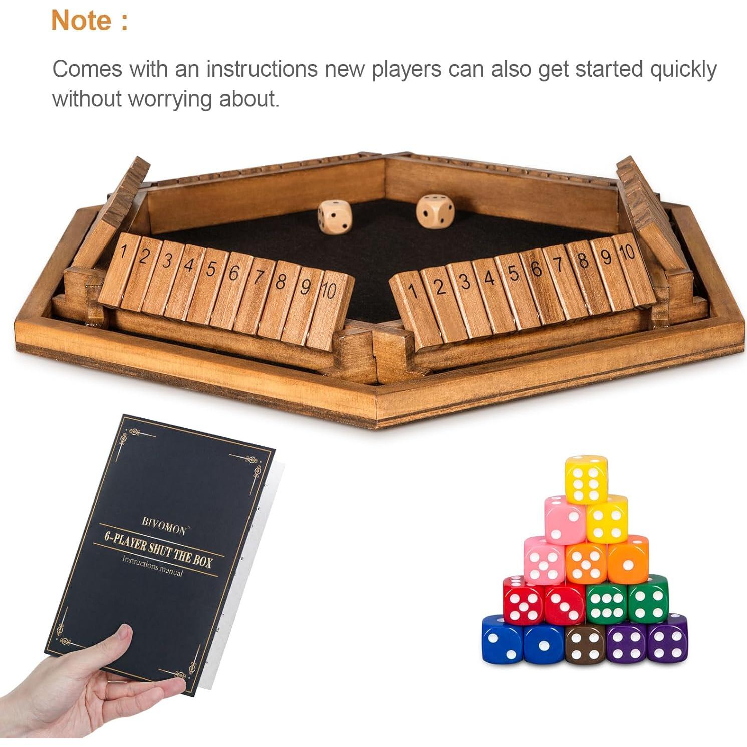 Juego de Mesa Shut The Box BIVOMON para 1-6 Jugadores