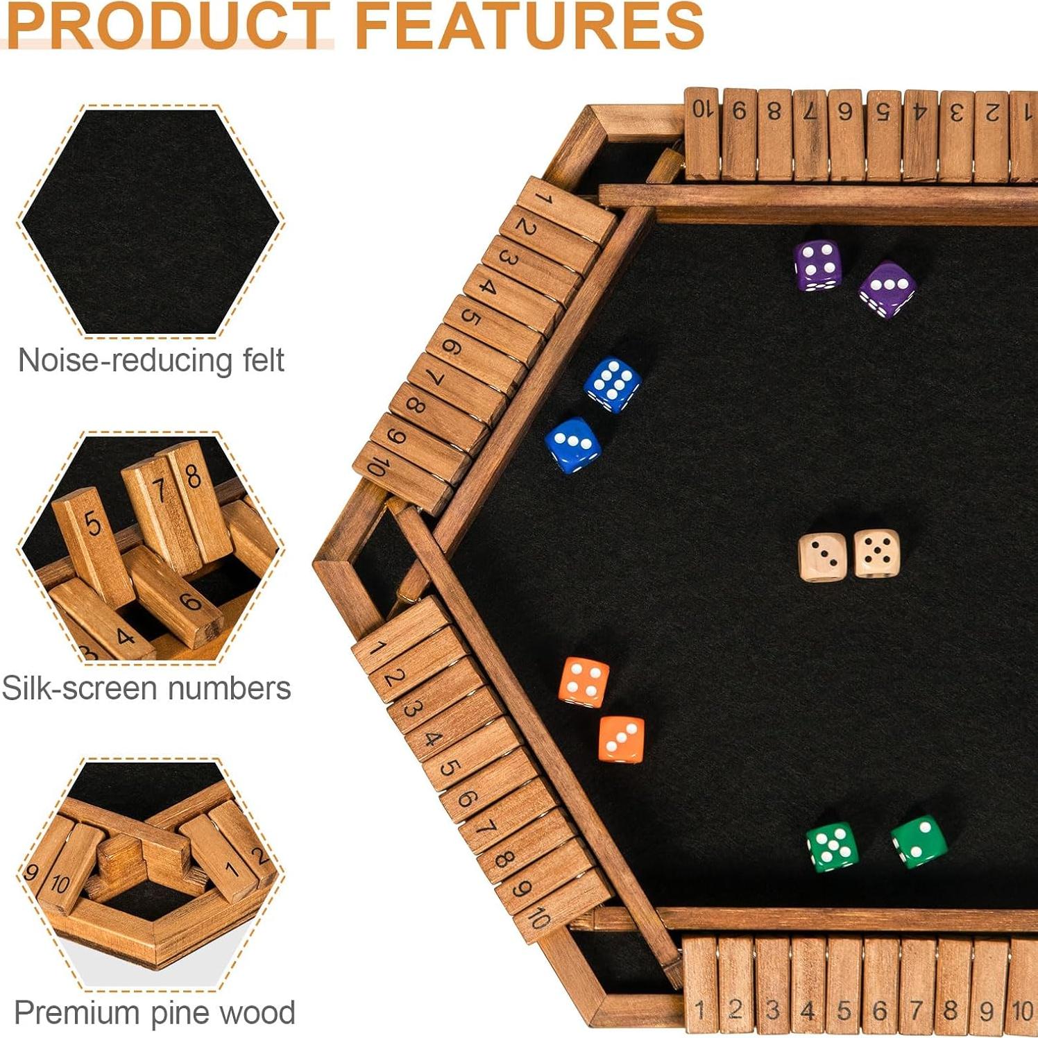 Juego de Mesa Shut The Box BIVOMON para 1-6 Jugadores