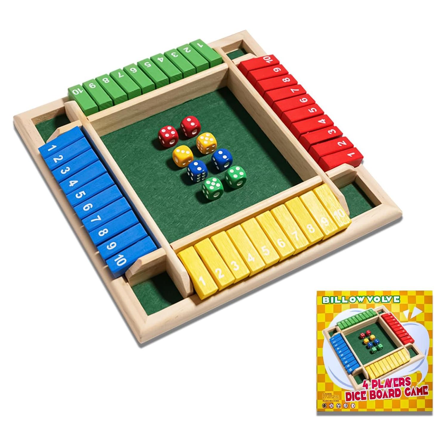 Juego de Mesa Cierra La Caja Billowvolve - Dados de Madera 4 Jugadores