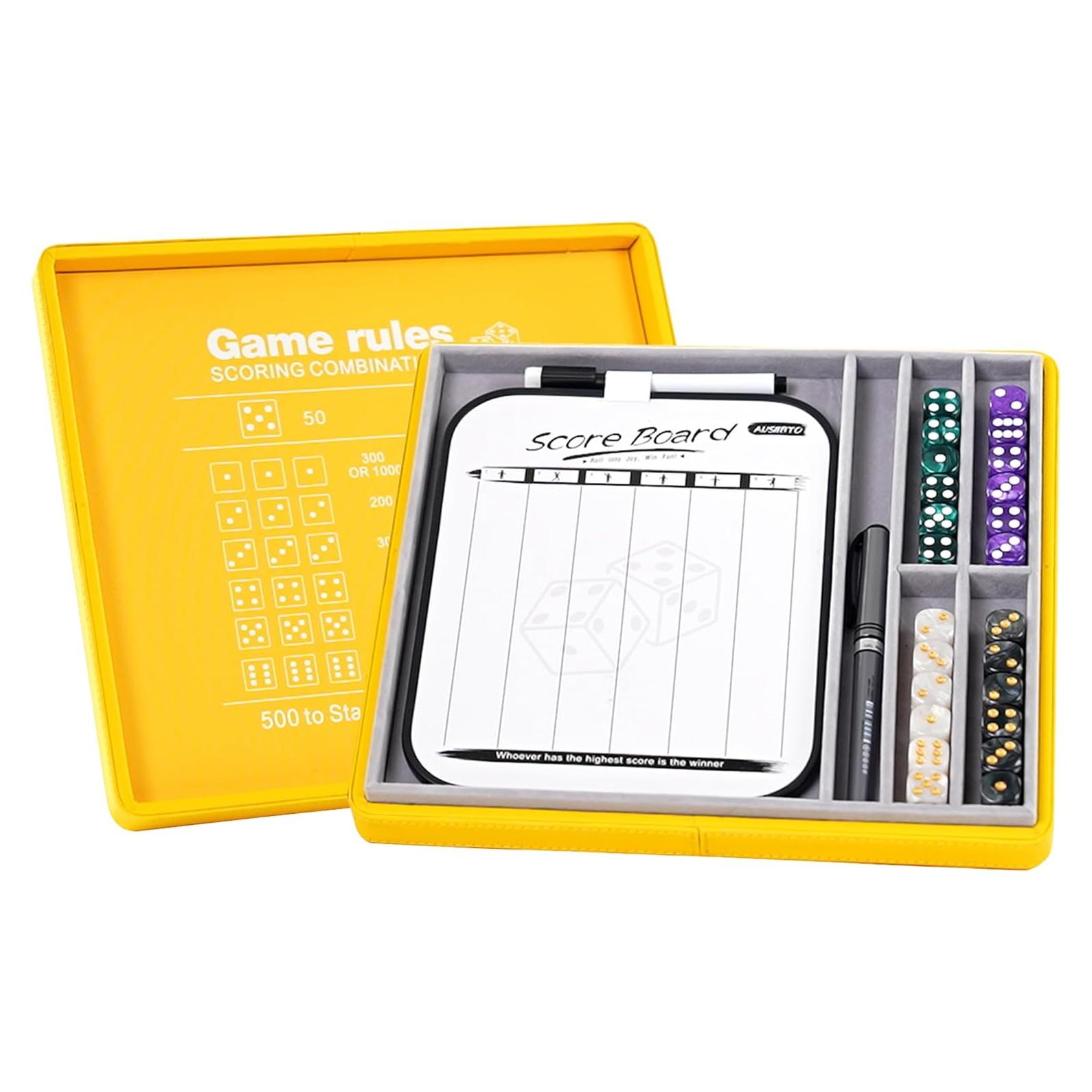 Bandeja de Dados Farkle AUSIIBTO con Estuche y 24 Dados