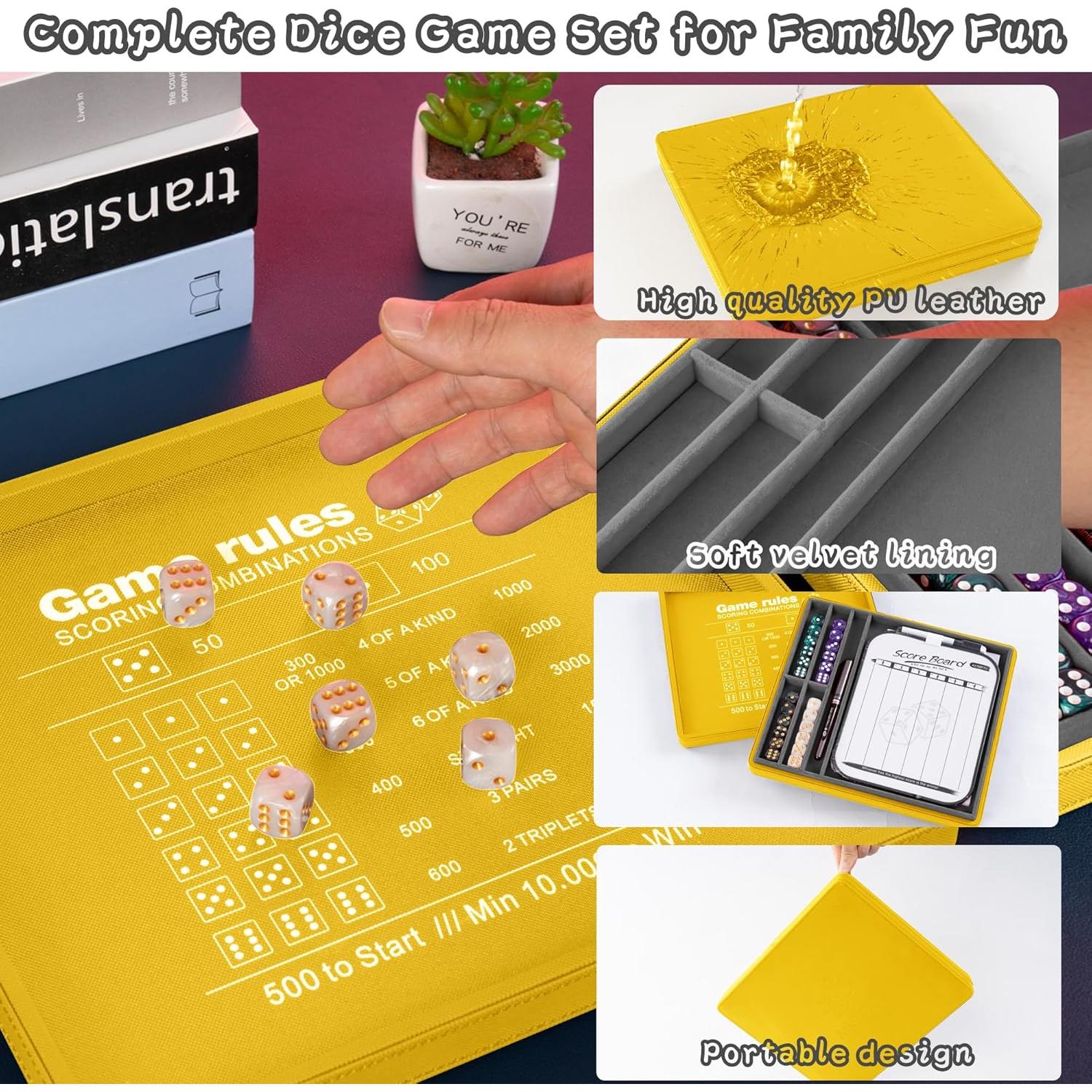 Bandeja de Dados Farkle AUSIIBTO con Estuche y 24 Dados