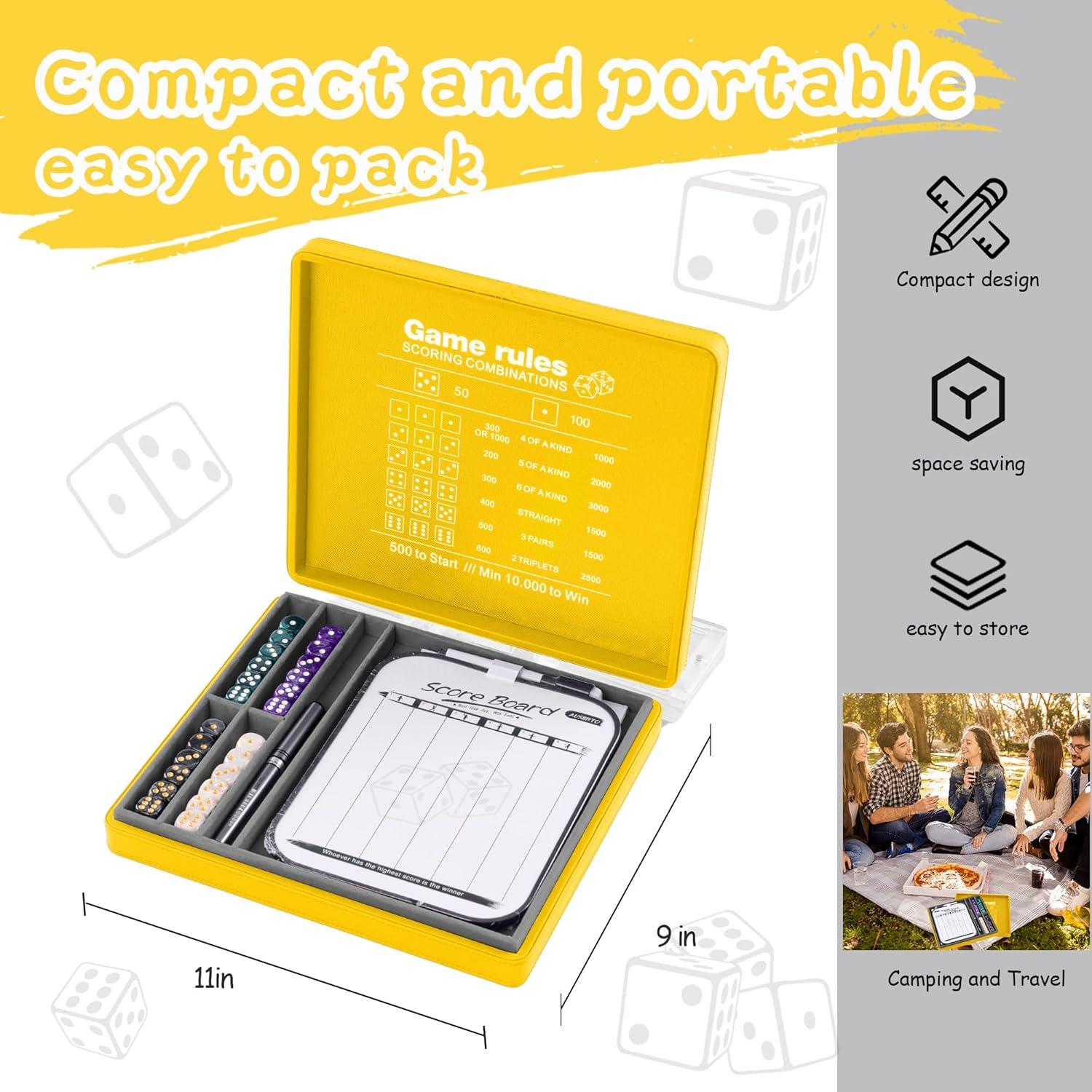 Bandeja de Dados Farkle AUSIIBTO con Estuche y 24 Dados