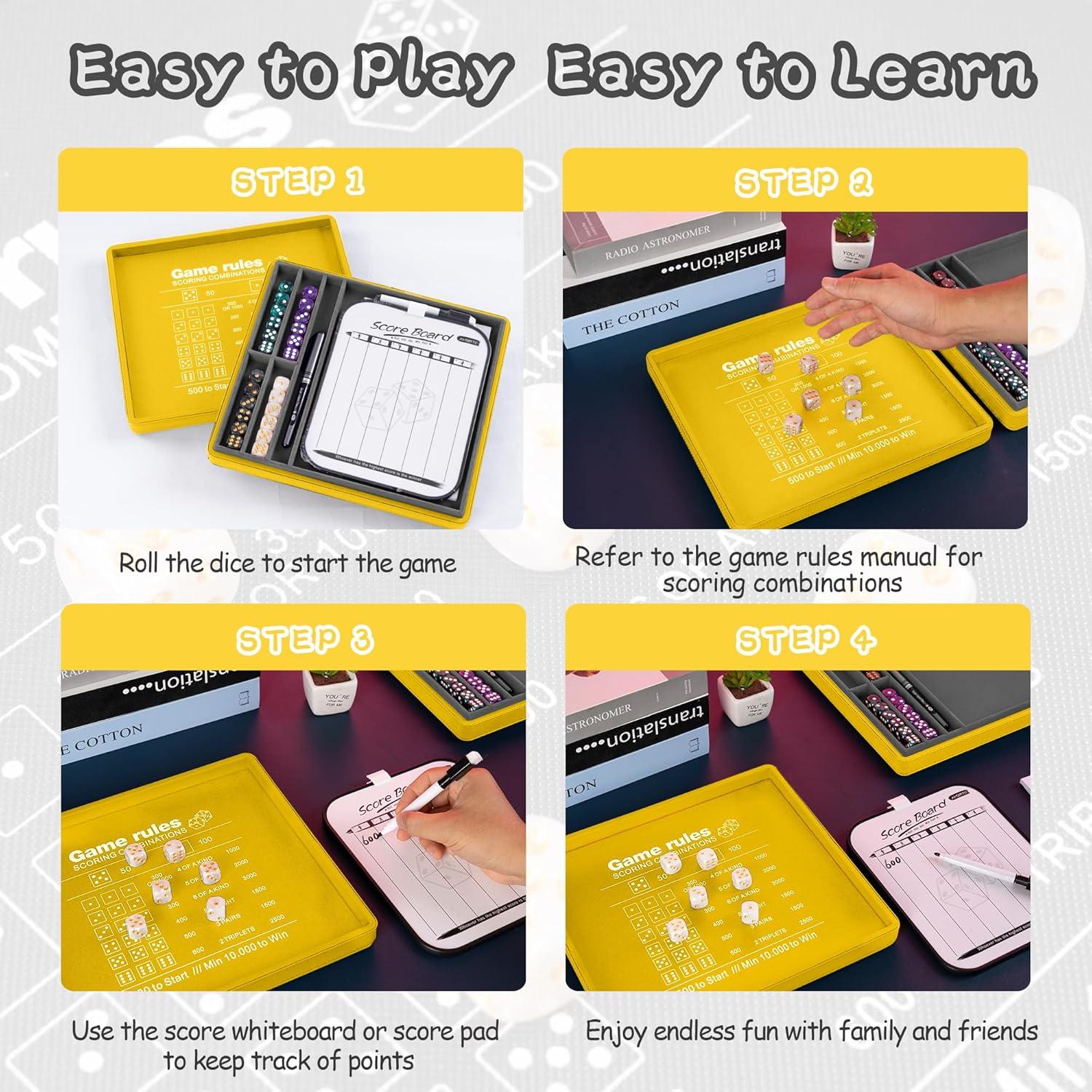 Bandeja de Dados Farkle AUSIIBTO con Estuche y 24 Dados